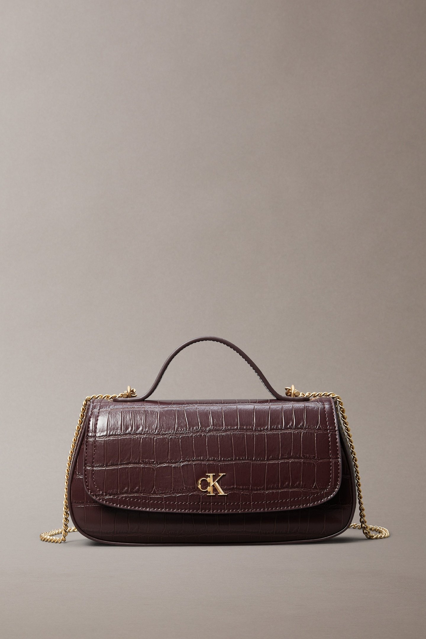 CK CROC TOP HANDLE CROSSBODY FUDGE 1