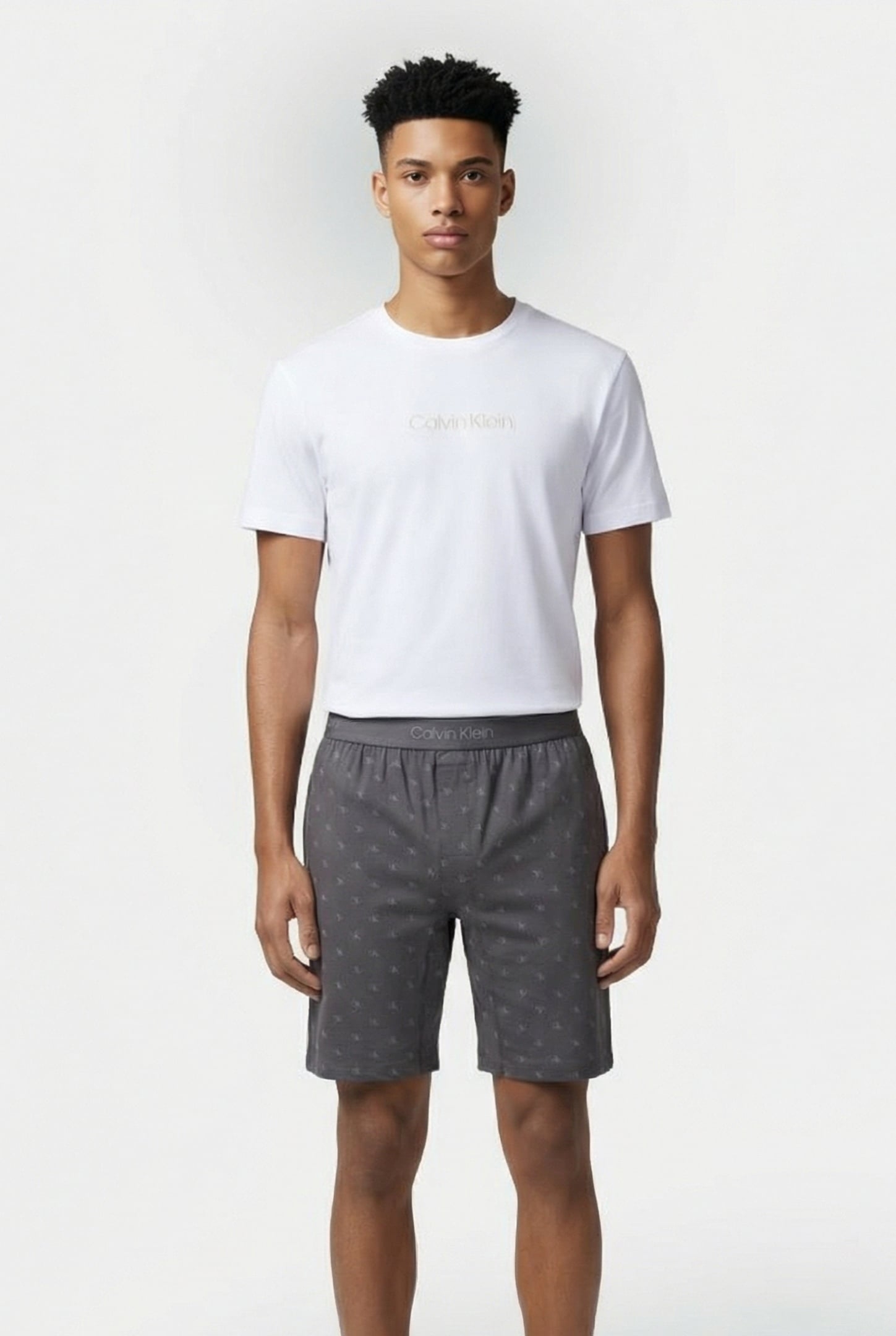 S/S SHORT SET WHITE TOP, D LOGO_SMOKED PEARL BTM 1