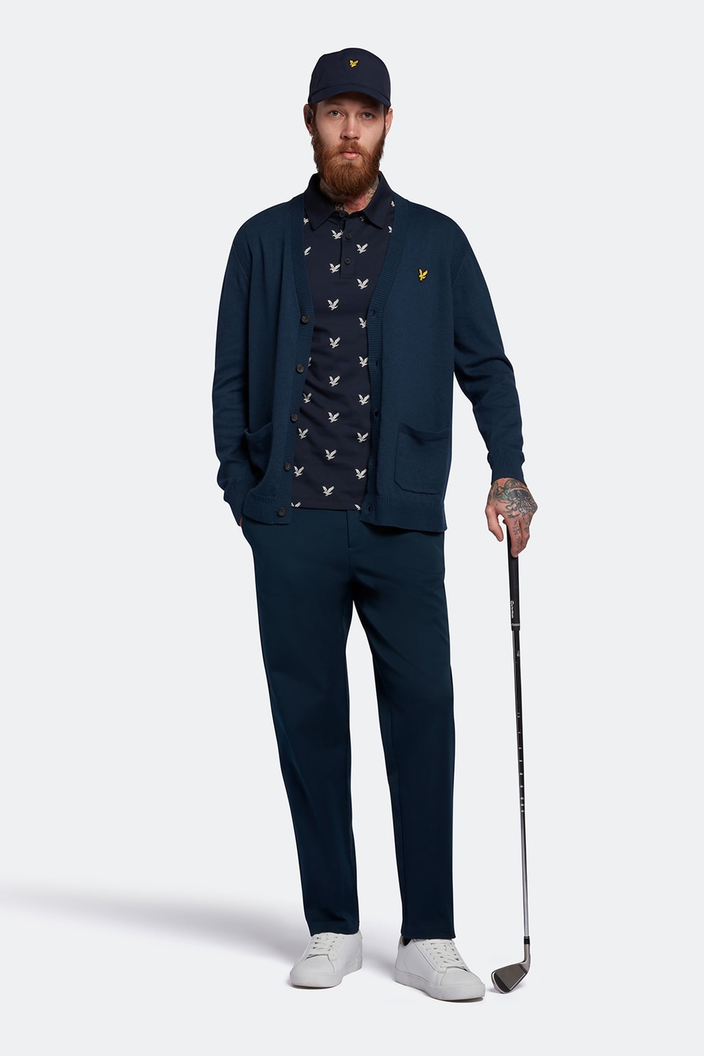 GUERNSEY GOLF CARDIGAN LIGHT NAVY 2