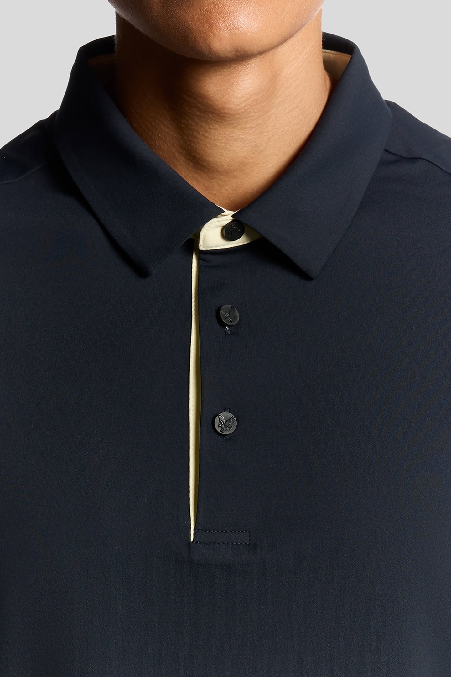 GOLF SHANK BUTTON POLO SHIRT DARK NAVY/SUNRISE YELLOW 5