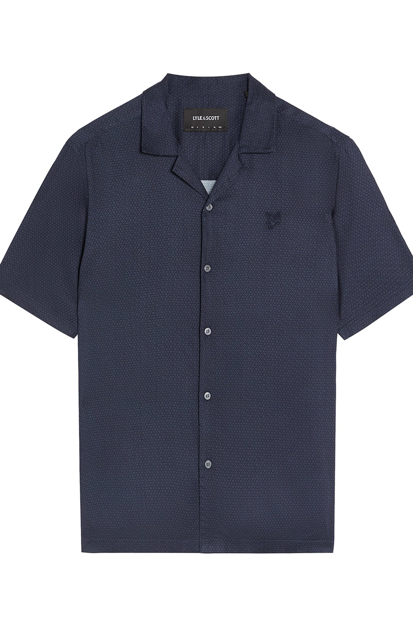 GEO MOTIF PRINTED REVERE SHIRT DARK NAVY 4