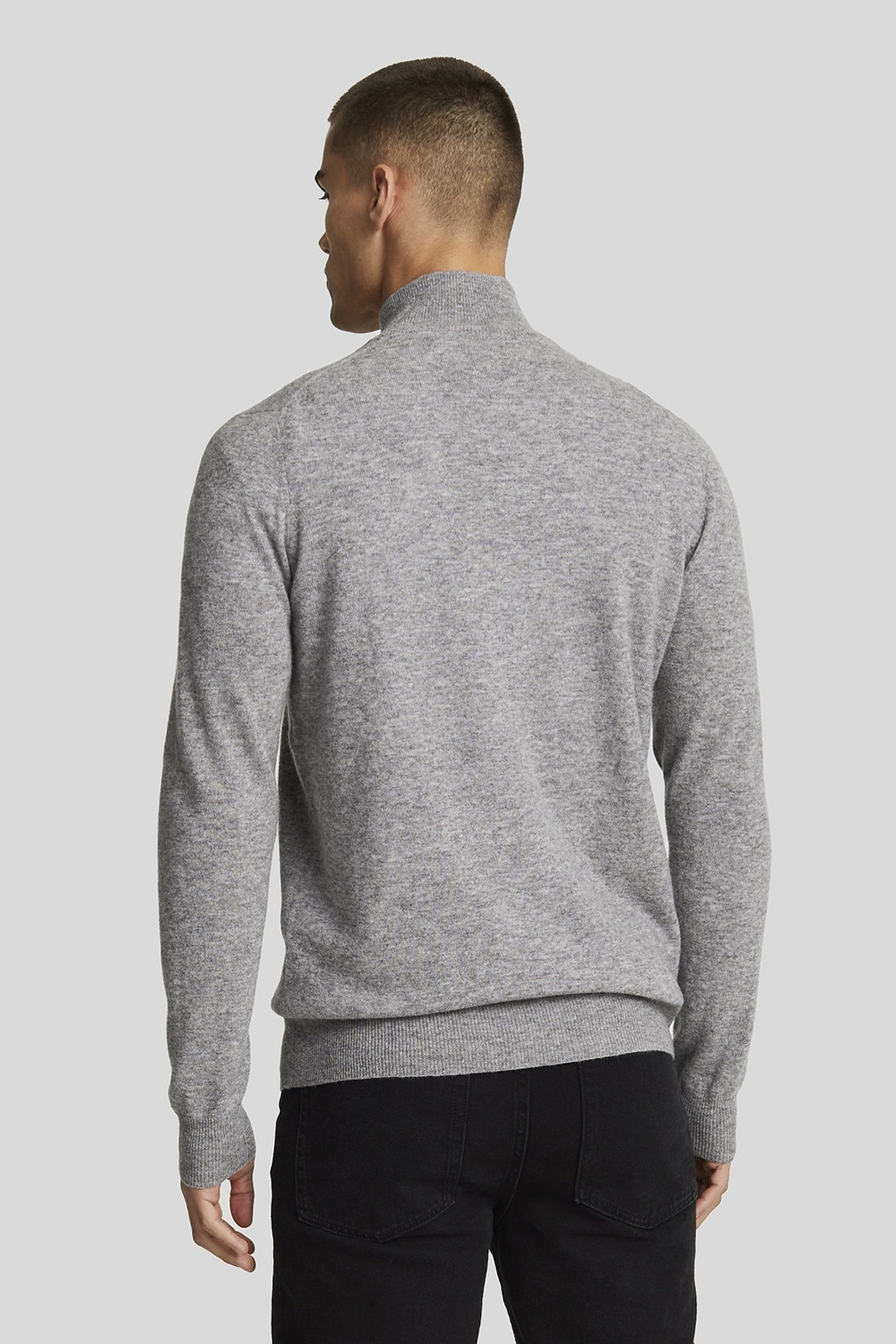 LAMBSWOOL BLEND ZIP THROUGH CARDIGAN MID GREY MARL 3