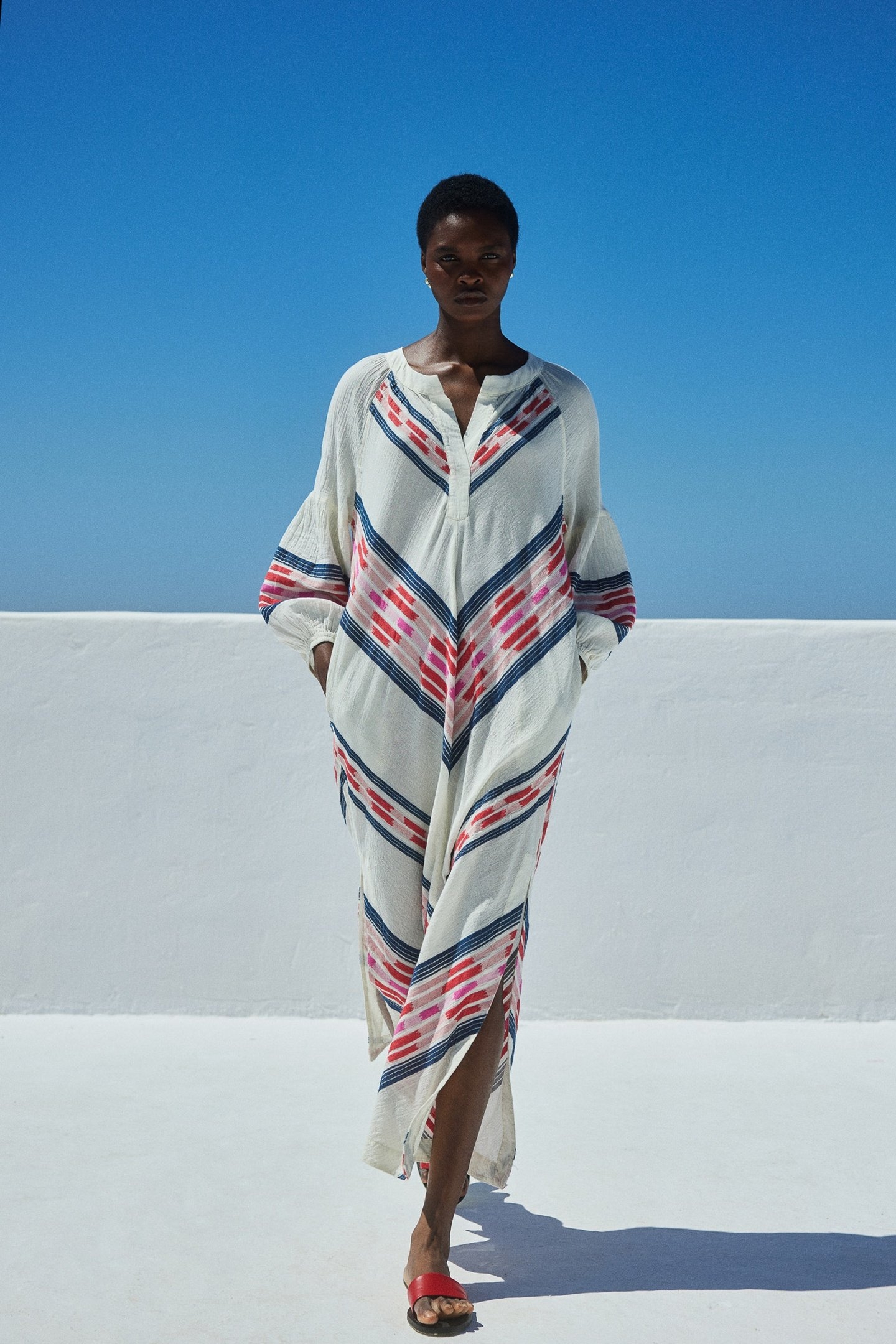 BELOVED LONG DRESS JACQUARD NAVY RED 1