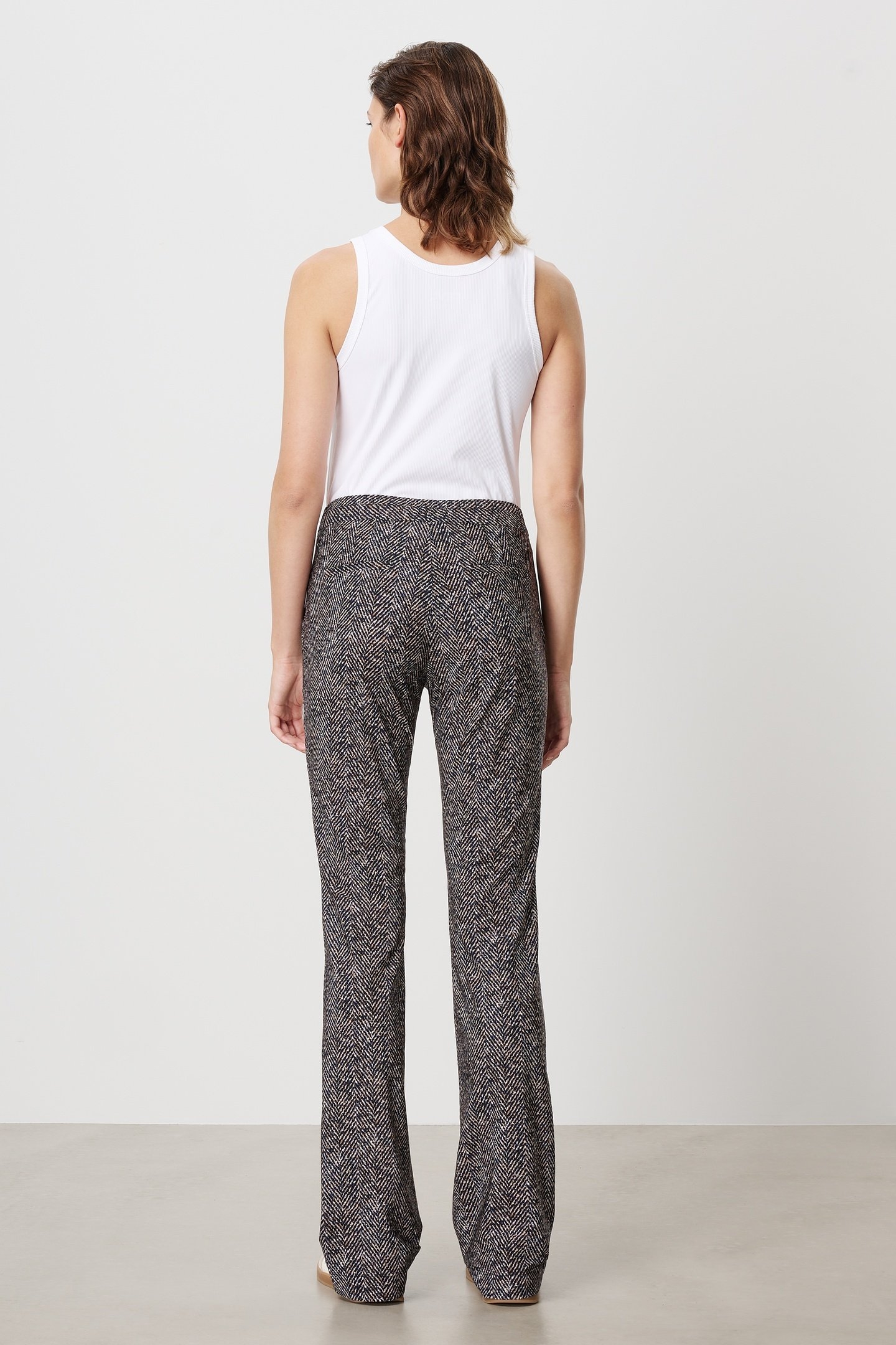 TWEED PRINT LONG BASIC PANTS INK BLUE 3