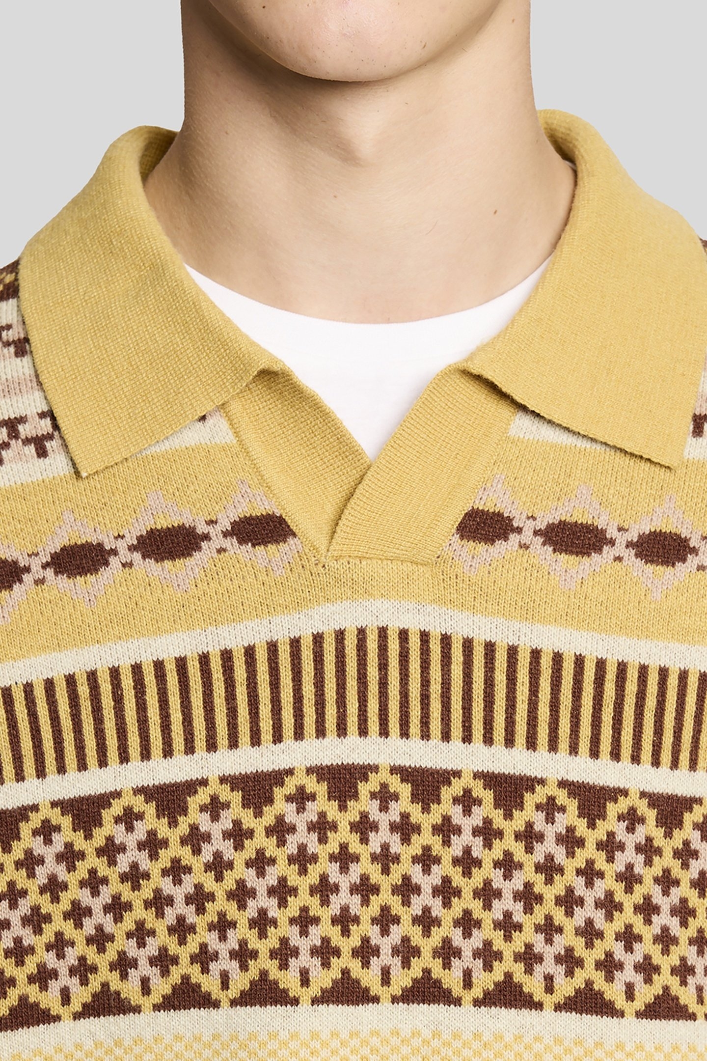 FAIR ISLE KNITTED POLO SHIRT BRASS 4