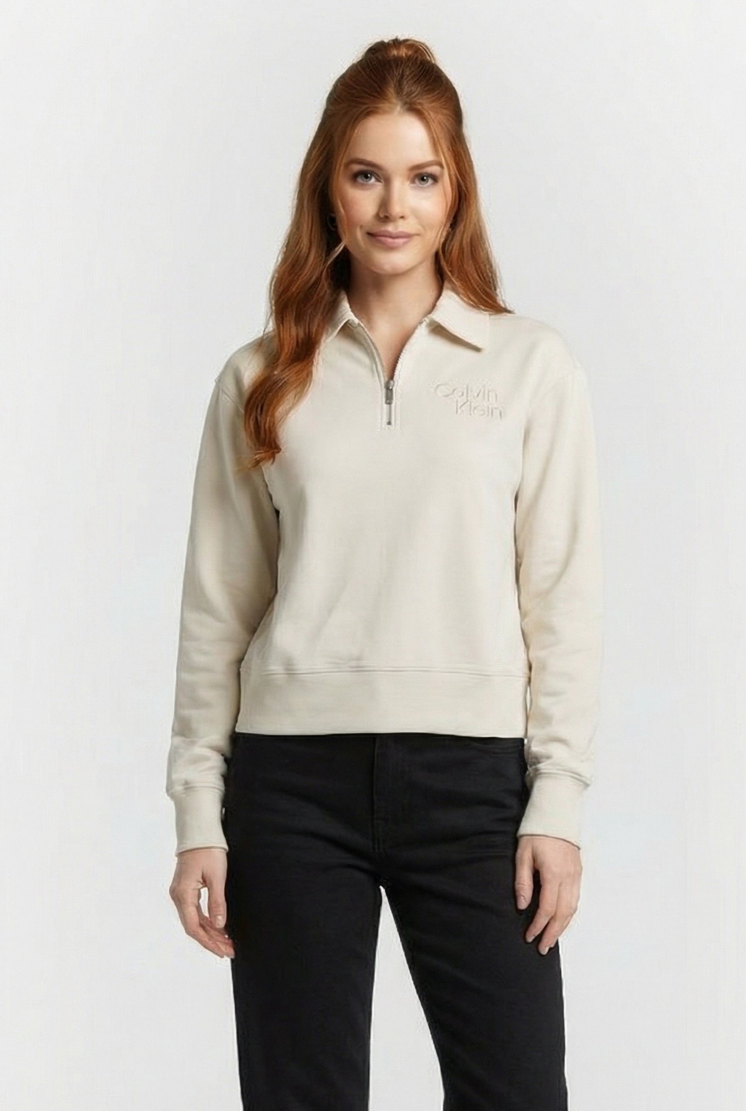 LS FRENCH TERRY POLO BONE WHITE 1