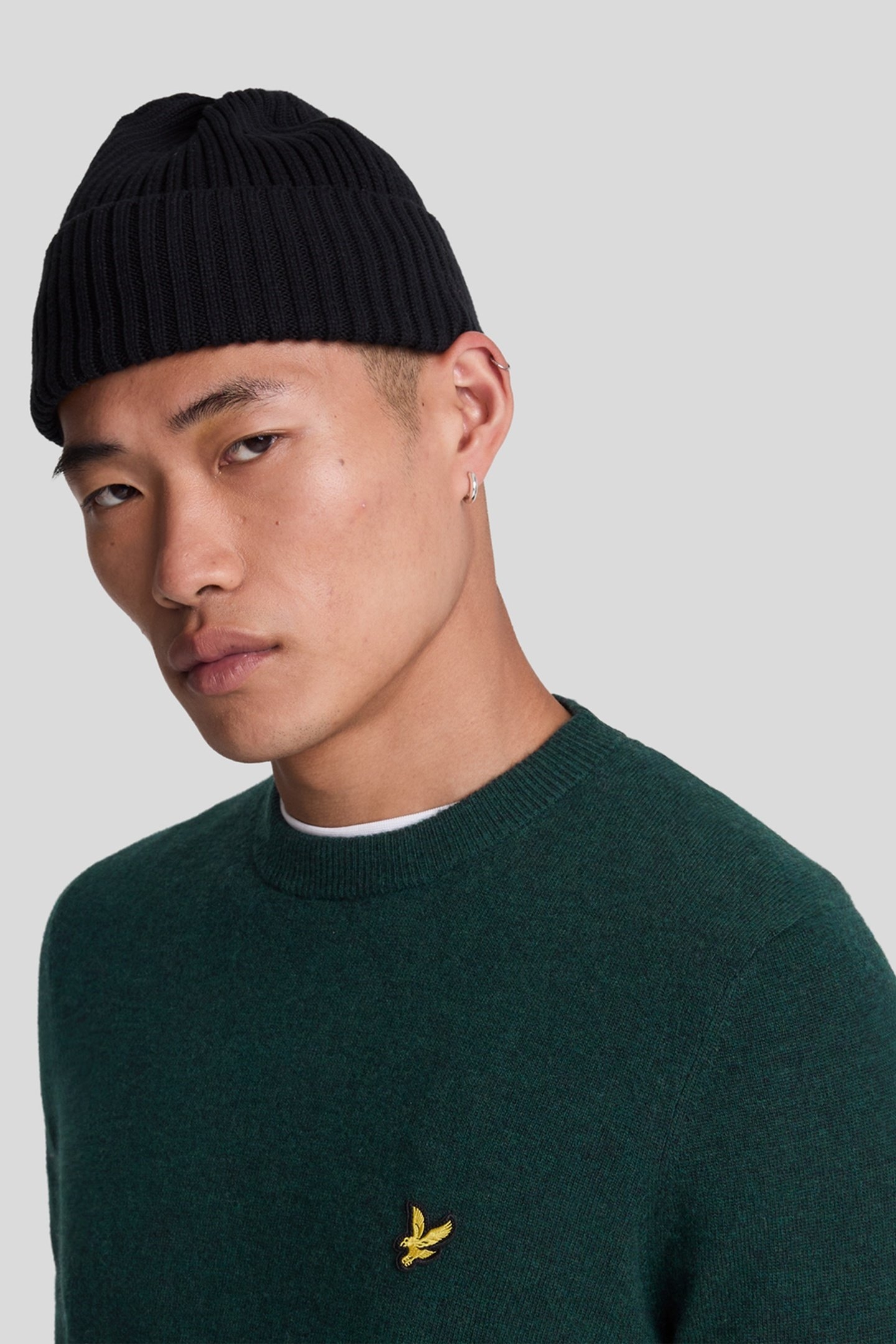 LAMBSWOOL BLEND CREW NECK JUMPER ARGYLE TEAL MARL 1