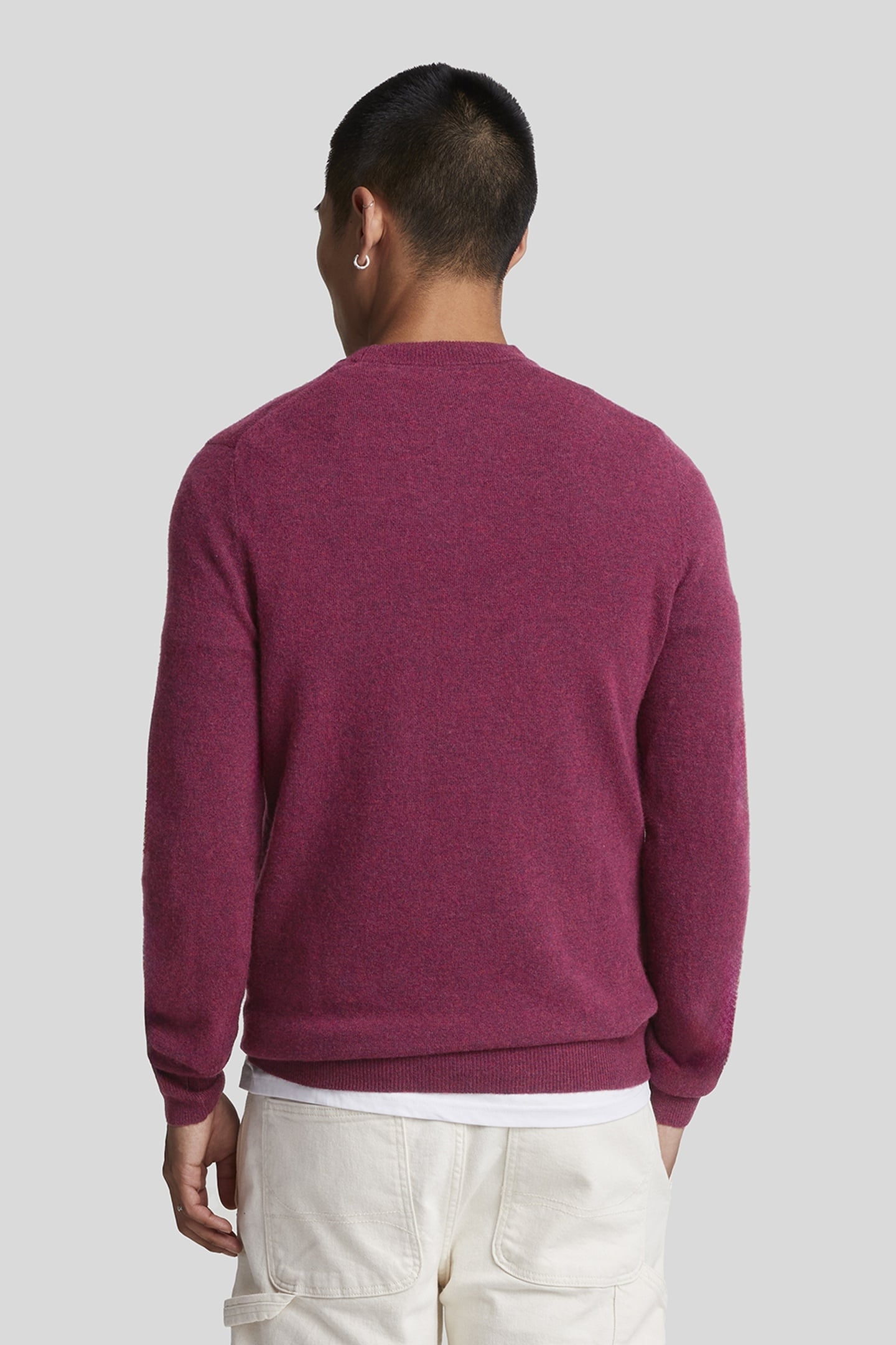 LAMBSWOOL BLEND CREW NECK JUMPER RICH BURGUNDY MARL 4