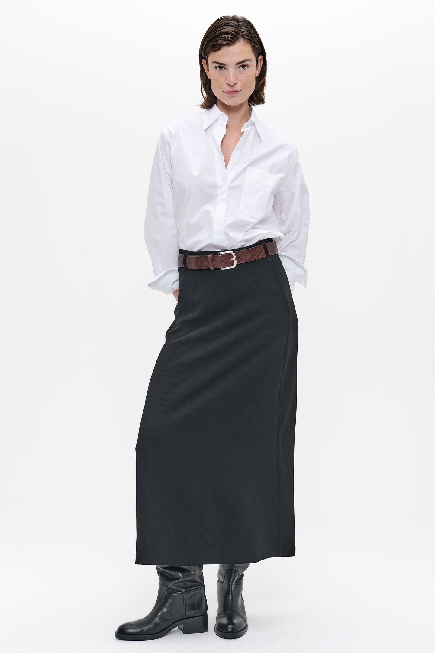 FLOWY LONG SKIRT BLACK 1