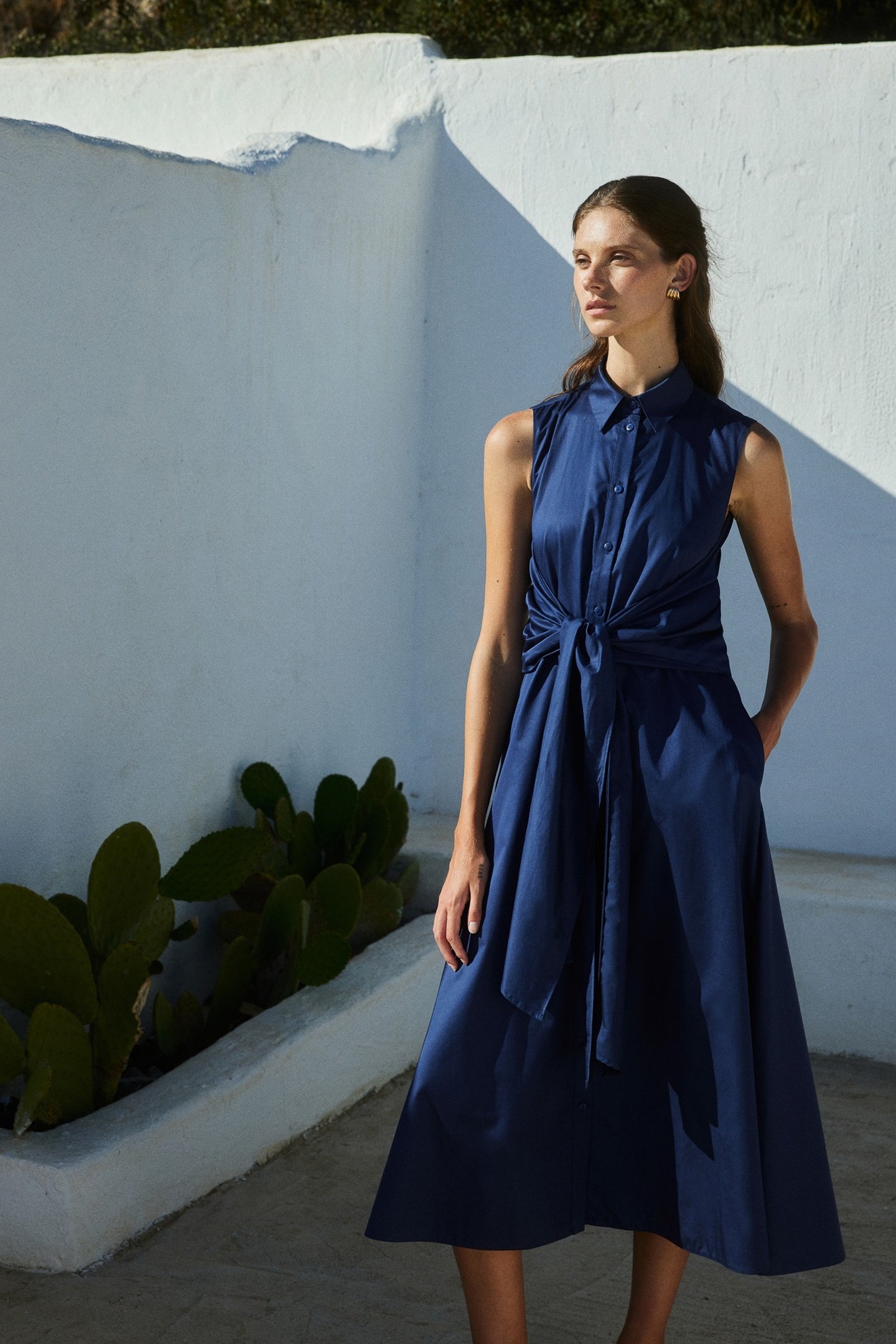 EROS LONG DRESS POPLIN NAVY 3