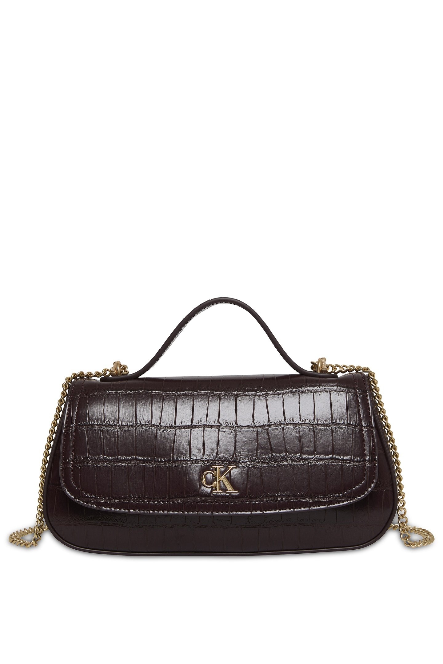 CK CROC TOP HANDLE CROSSBODY FUDGE 2