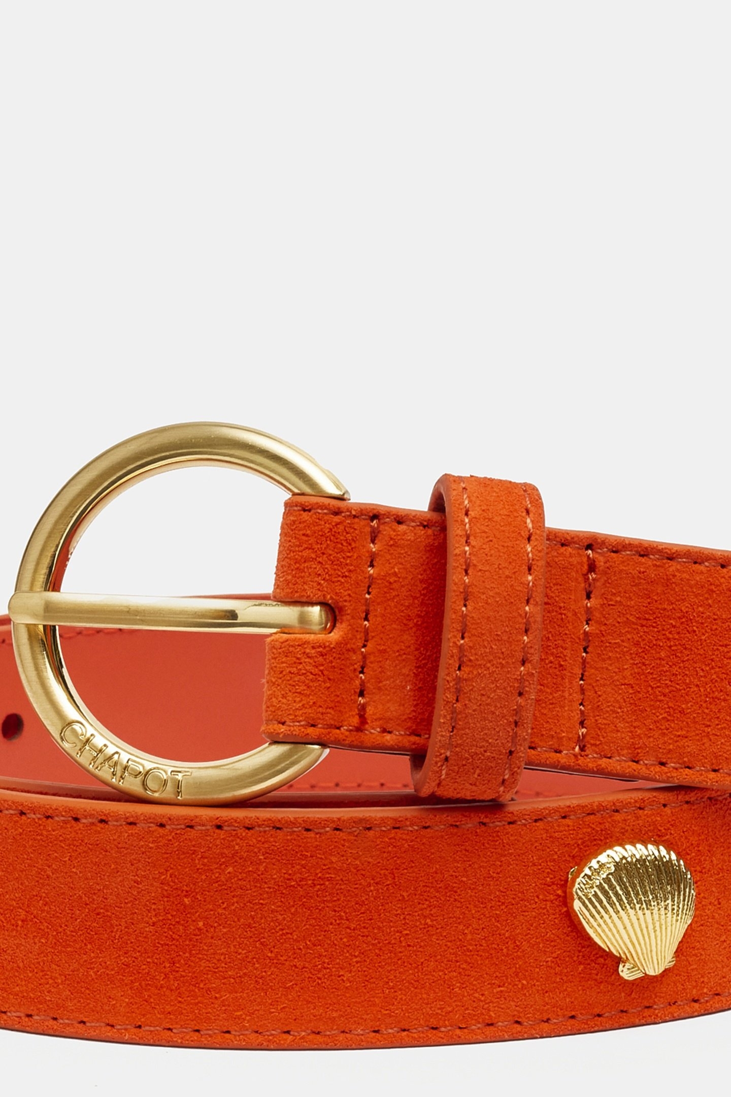 STUDDED SHELL BELT TANGERINE 3