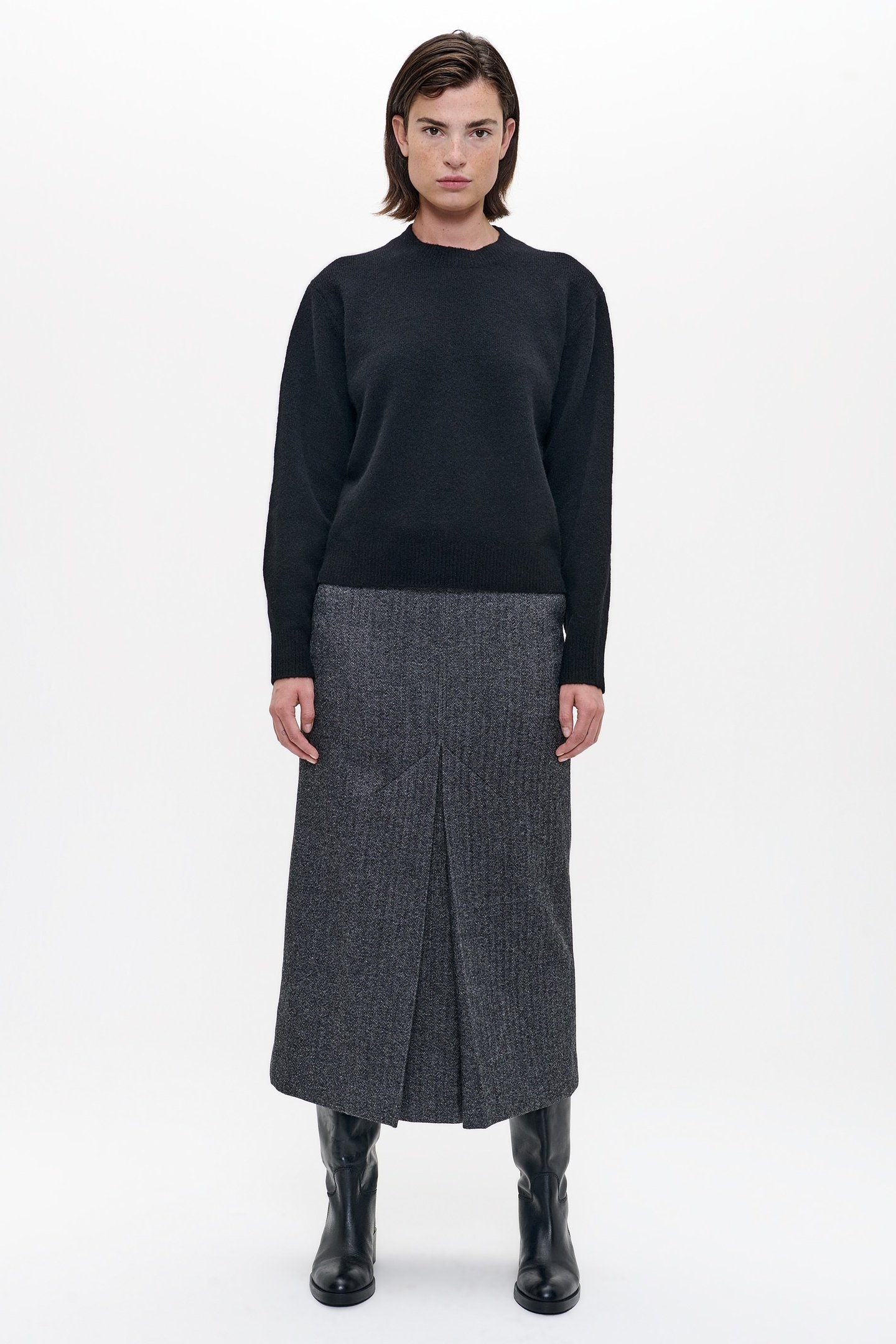 WOOL CREW NECK PULLOVER BLACK 3