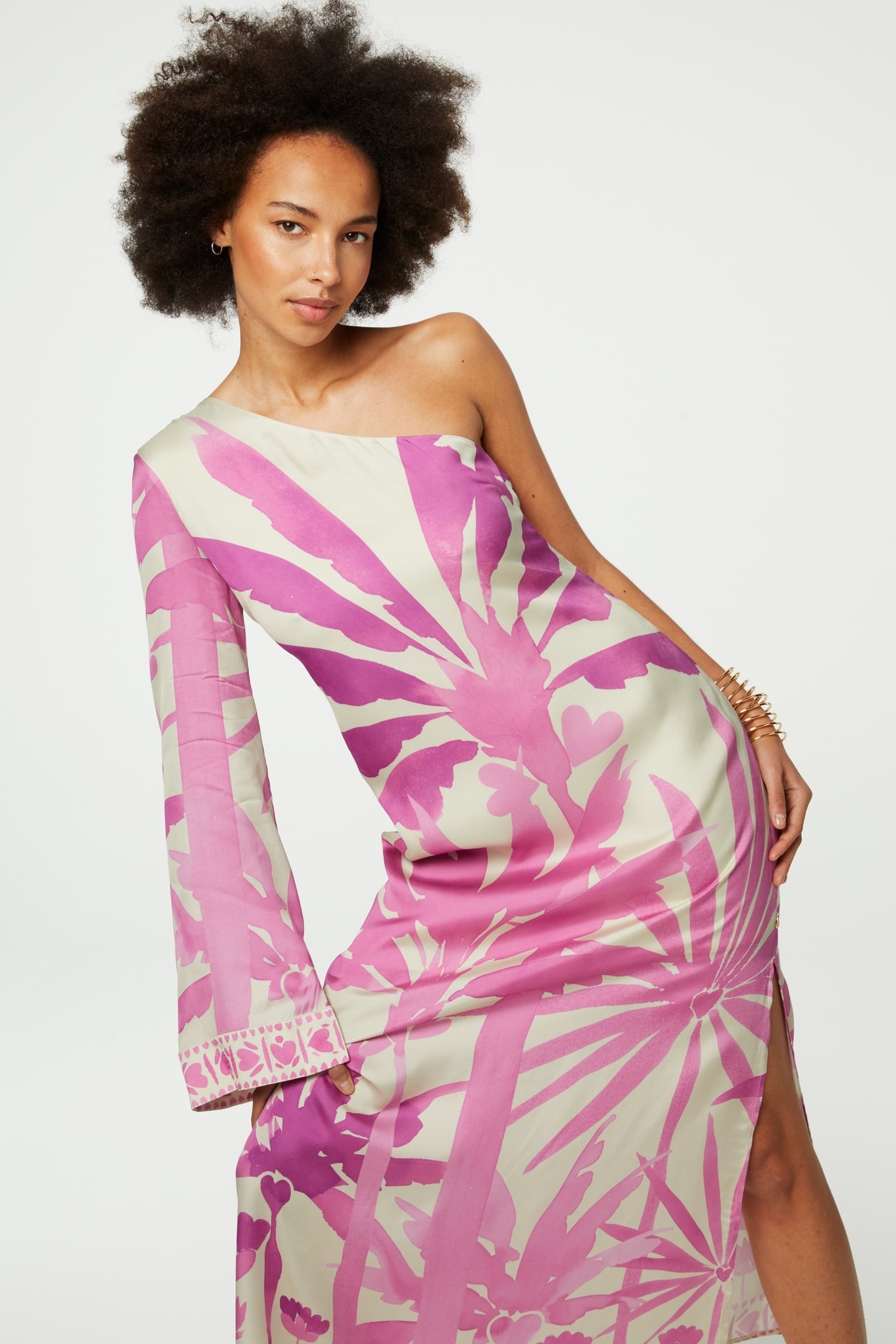 LUANA DRESS WARM WHITE/PINK PUNC 1