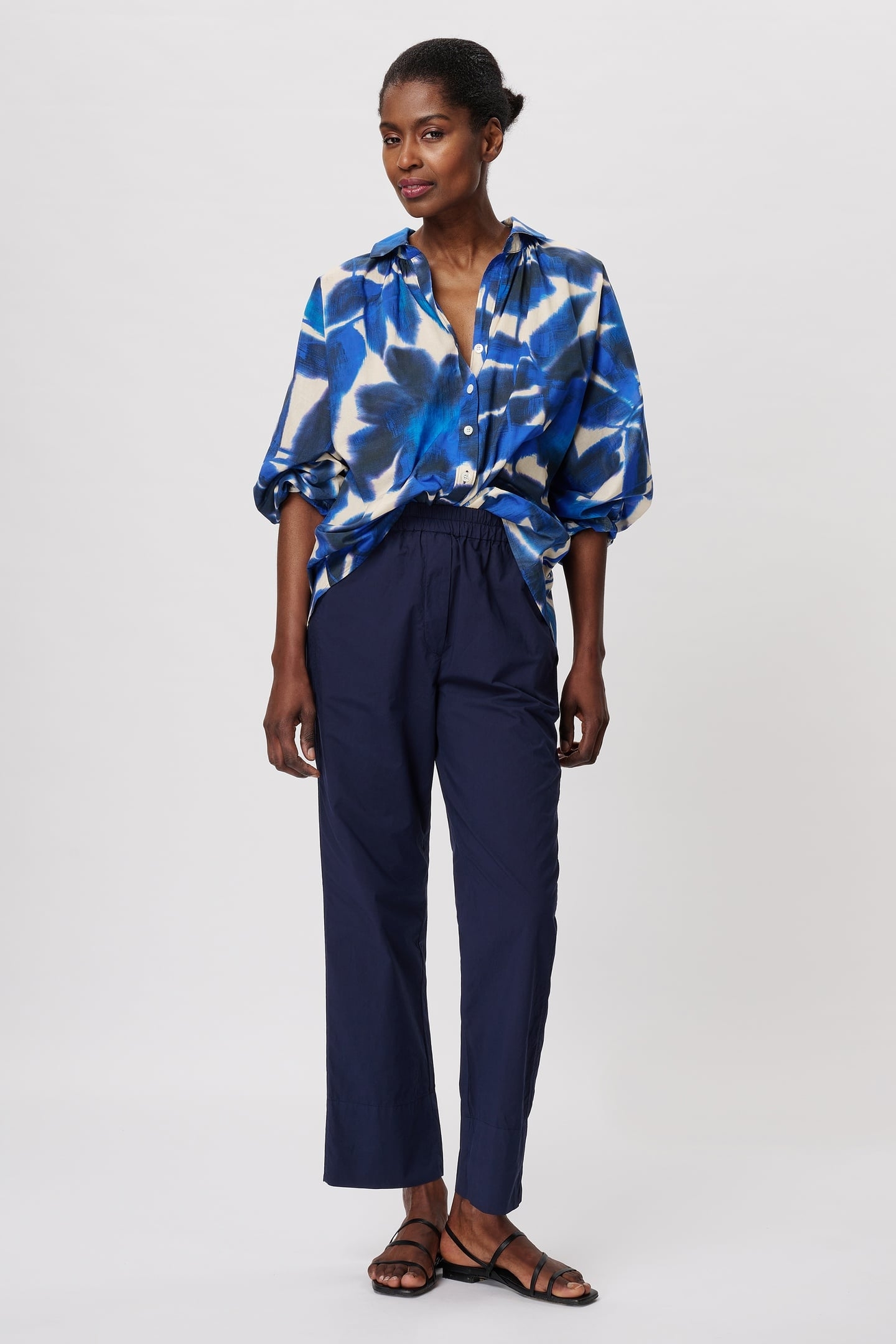 COTTON VOILE PRINT BLOUSE CORNFLOWER 1