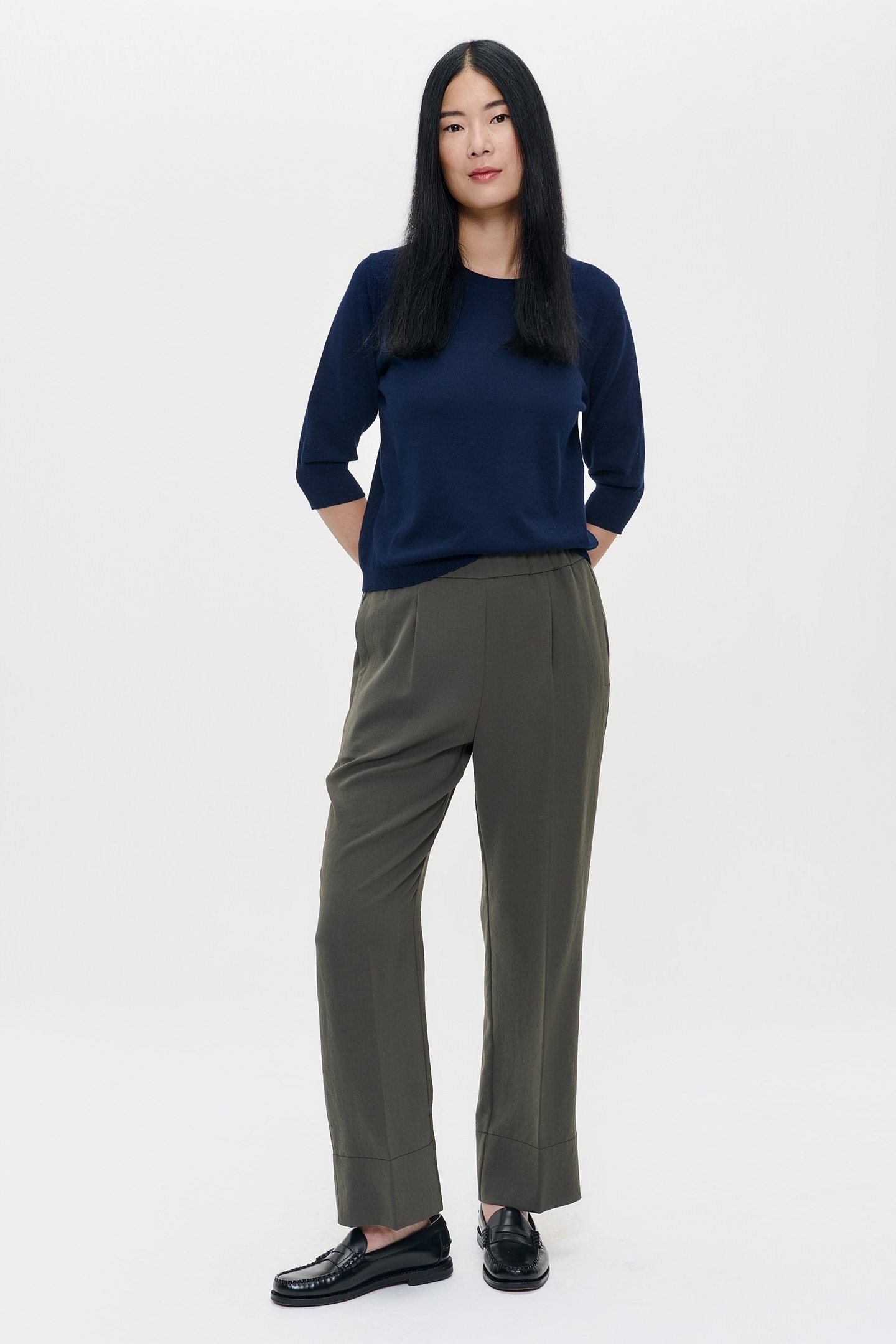 CASHMERE SHORT SLEEVE TOP DEEP BLUE 1