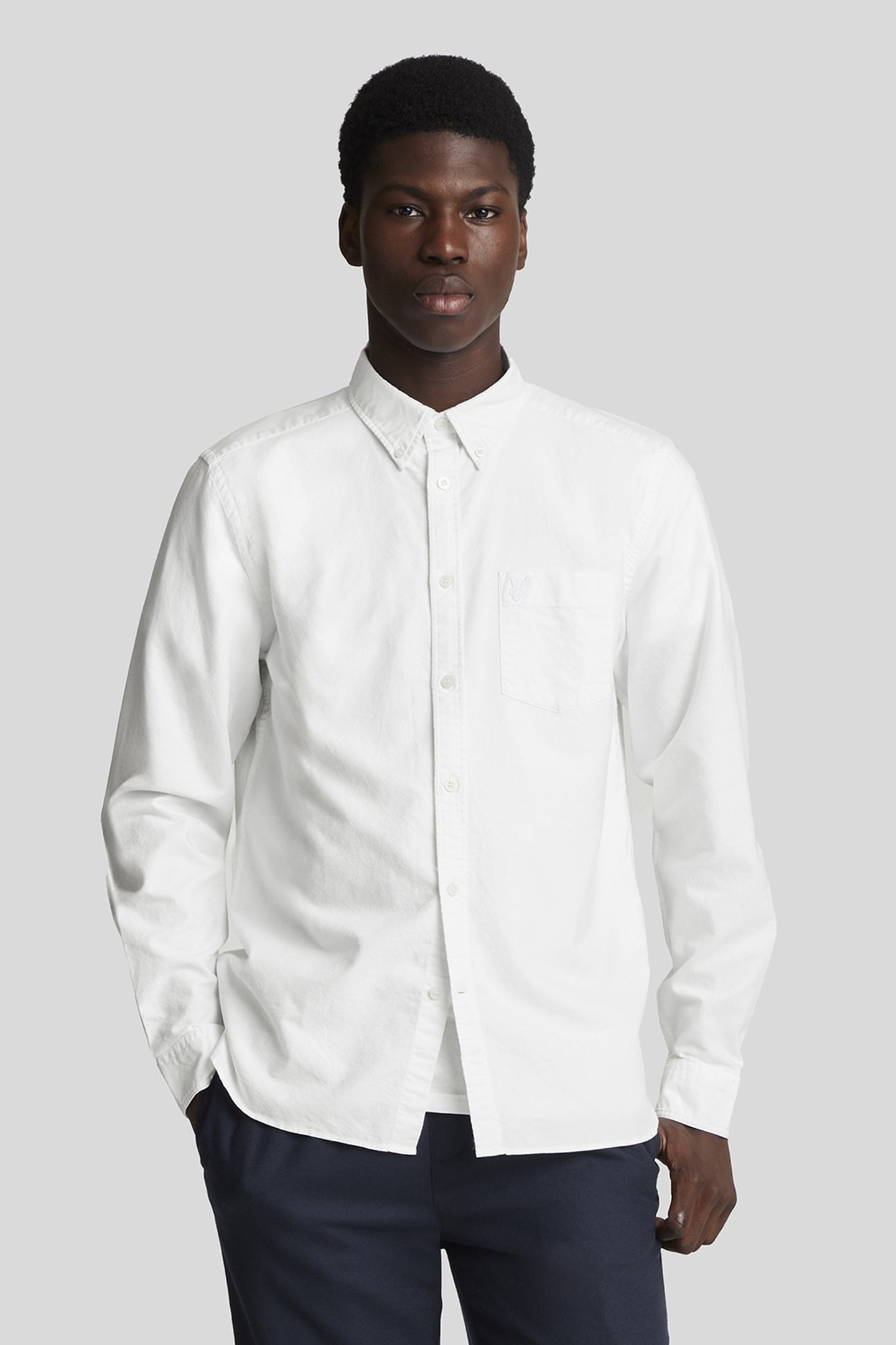 TONAL EAGLE PLAIN OXFORD SHIRT WHITE 2