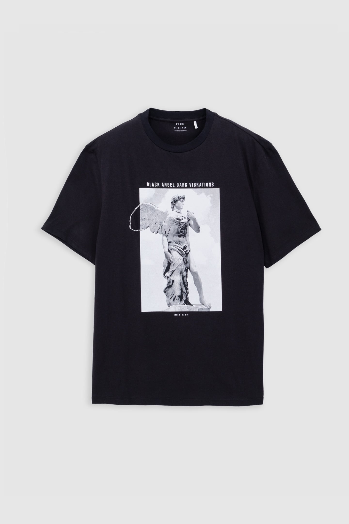BLACK T-SHIRT WITH STATUE IMAGE AND EMBROIDERY 4