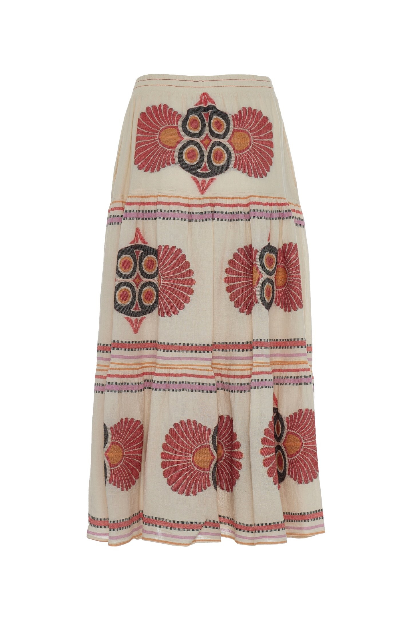 OLYMPIA MIDI SKIRT JACQUARD RED ORANGE 1