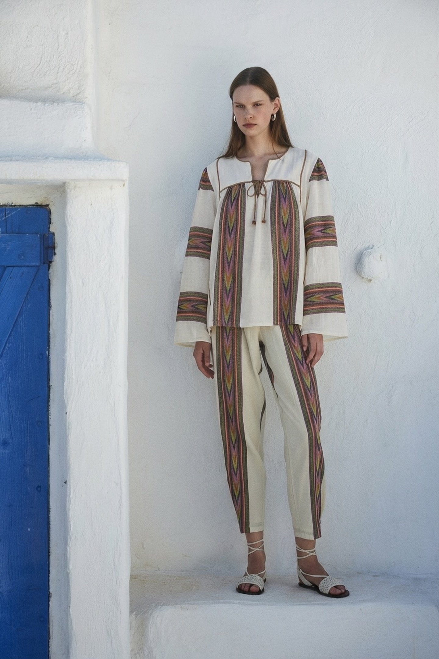 SYMMETRY BLOUSE JACQUARD PINK GREEN 3