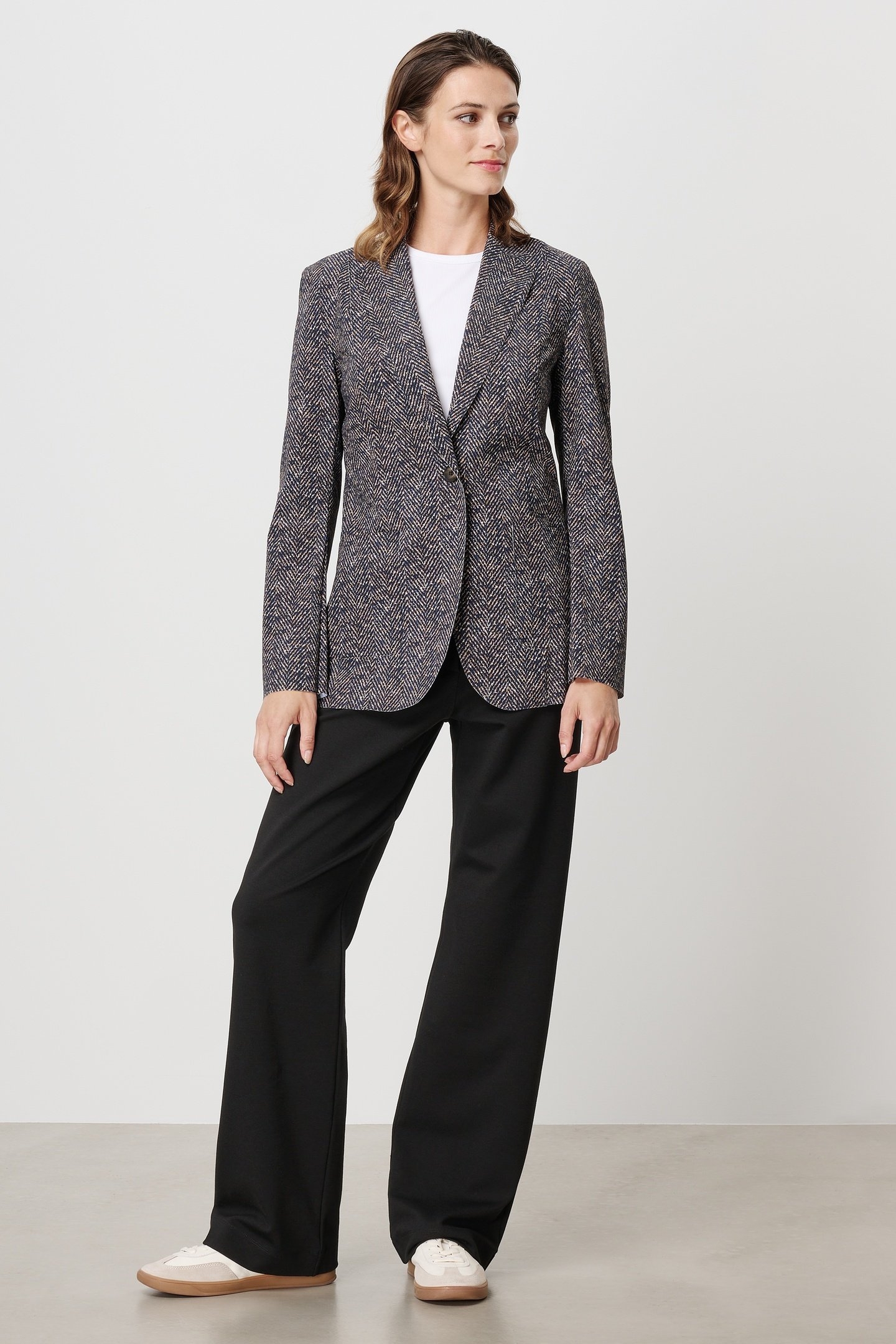 TWEED PRINT BLAZER INK BLUE 1