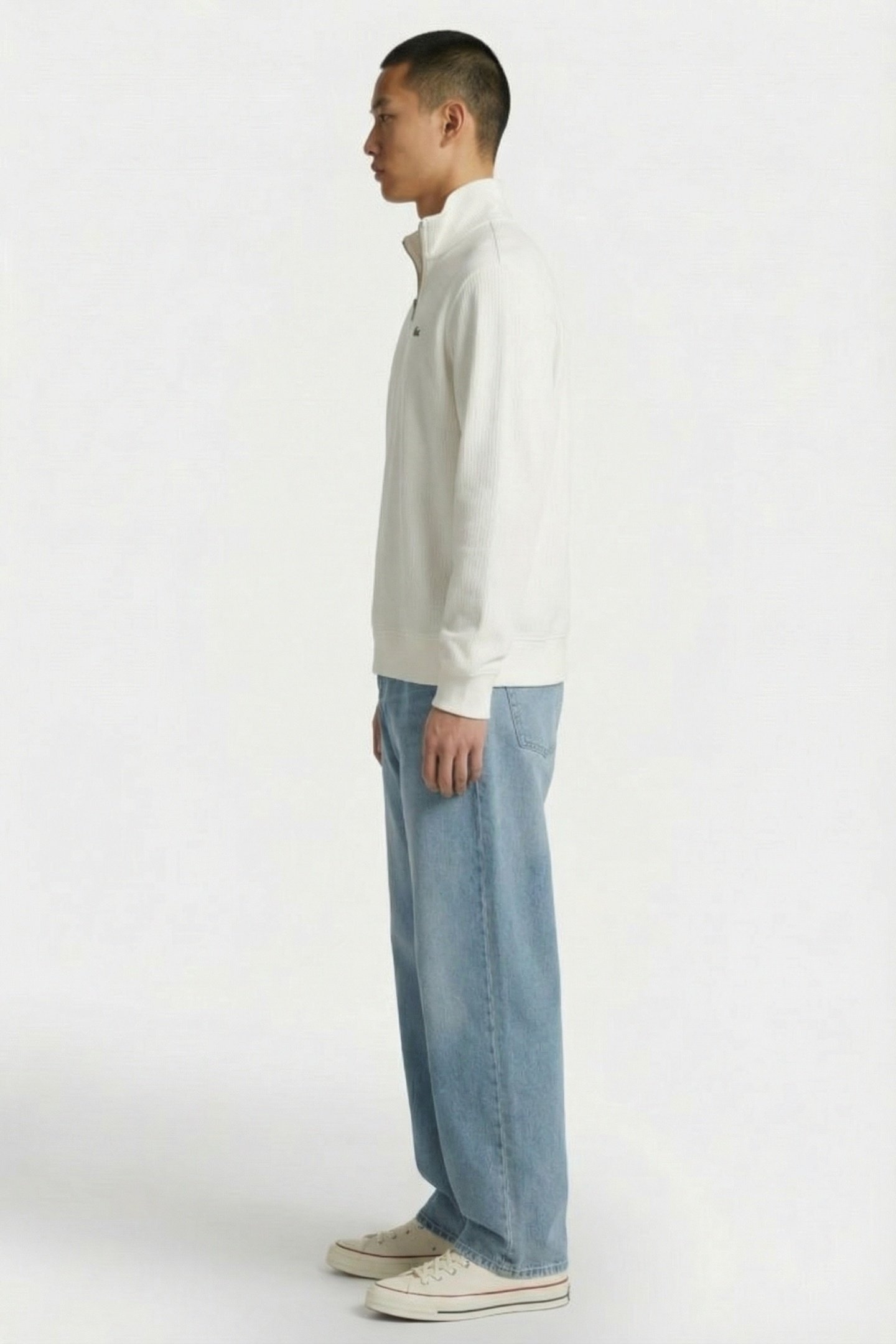 ZIP-UP HIGH NECK INTERLOCK SWEATSHIRT FLOUR 3