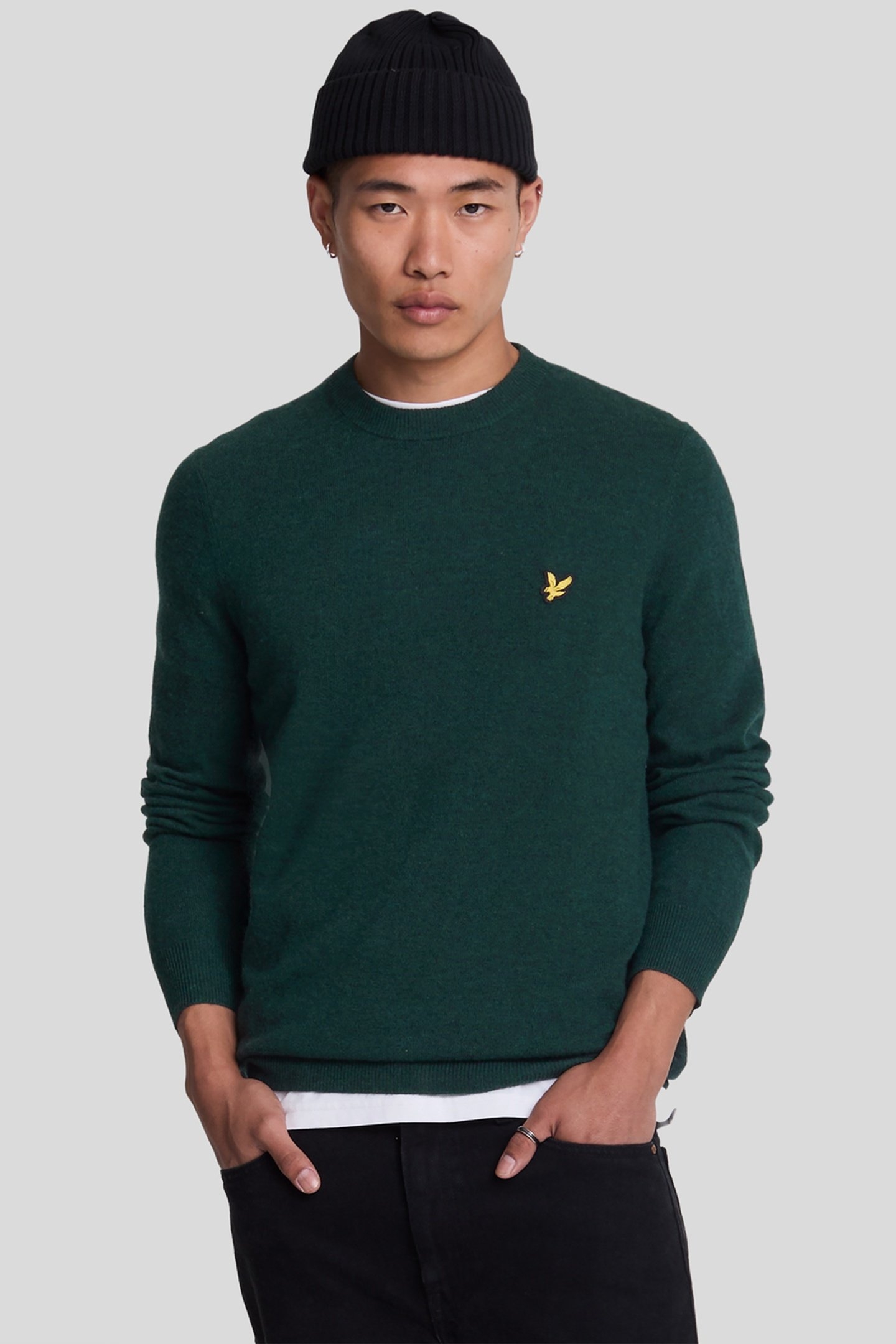 LAMBSWOOL BLEND CREW NECK JUMPER ARGYLE TEAL MARL 2