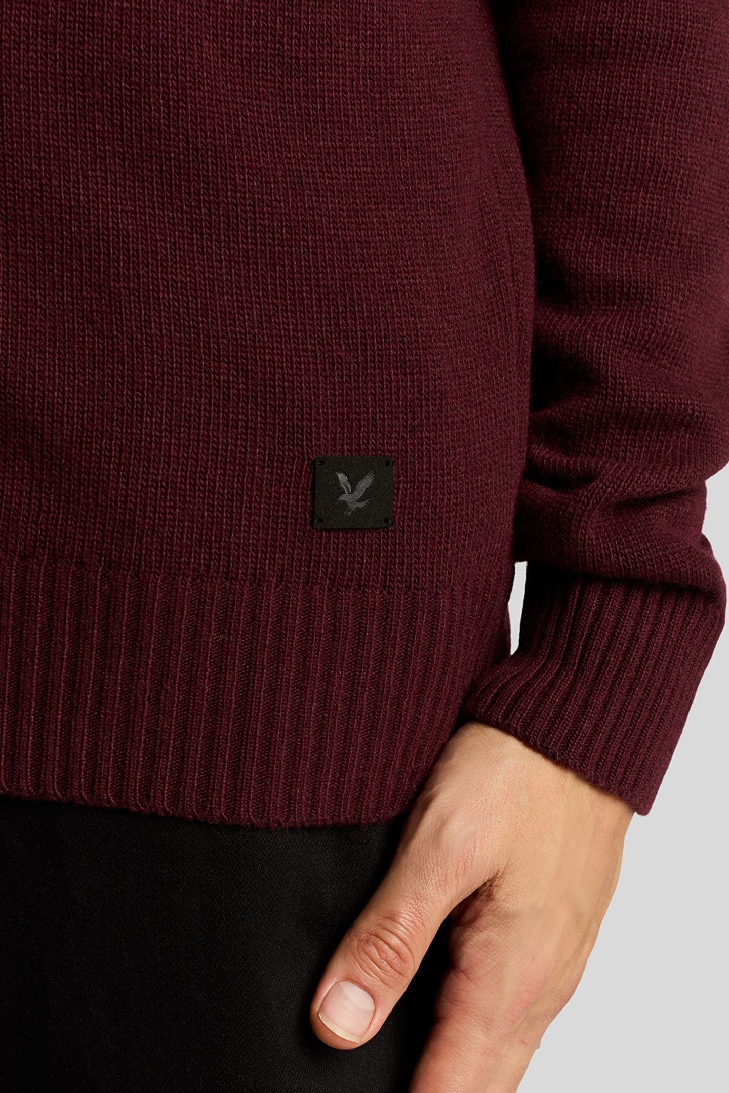 SADDLE SLEEVE V NECK JUMPER BURGUNDY HEATHER 6