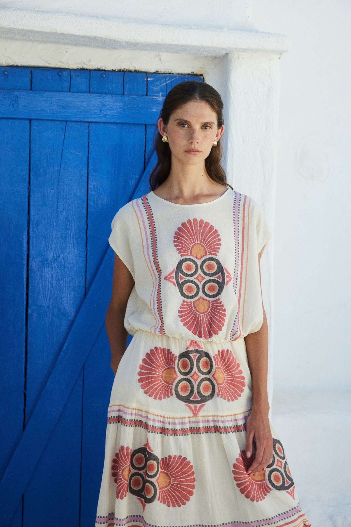 LOKI BLOUSE JACQUARD RED ORANGE 1