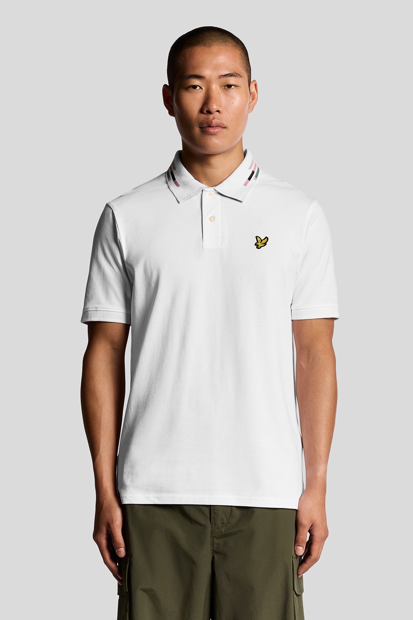 STRIPED TIPPED POLO SHIRT WHITE/DARK NAVY 2