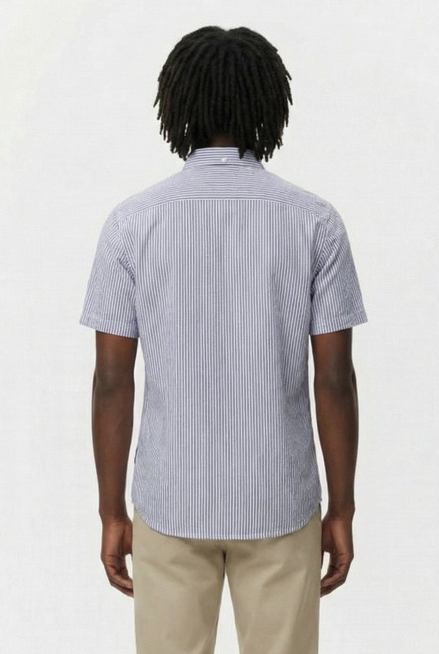 SEERSUCKER POCKET STRIPE SHORT SLEEVE SHIRT MARINE 2
