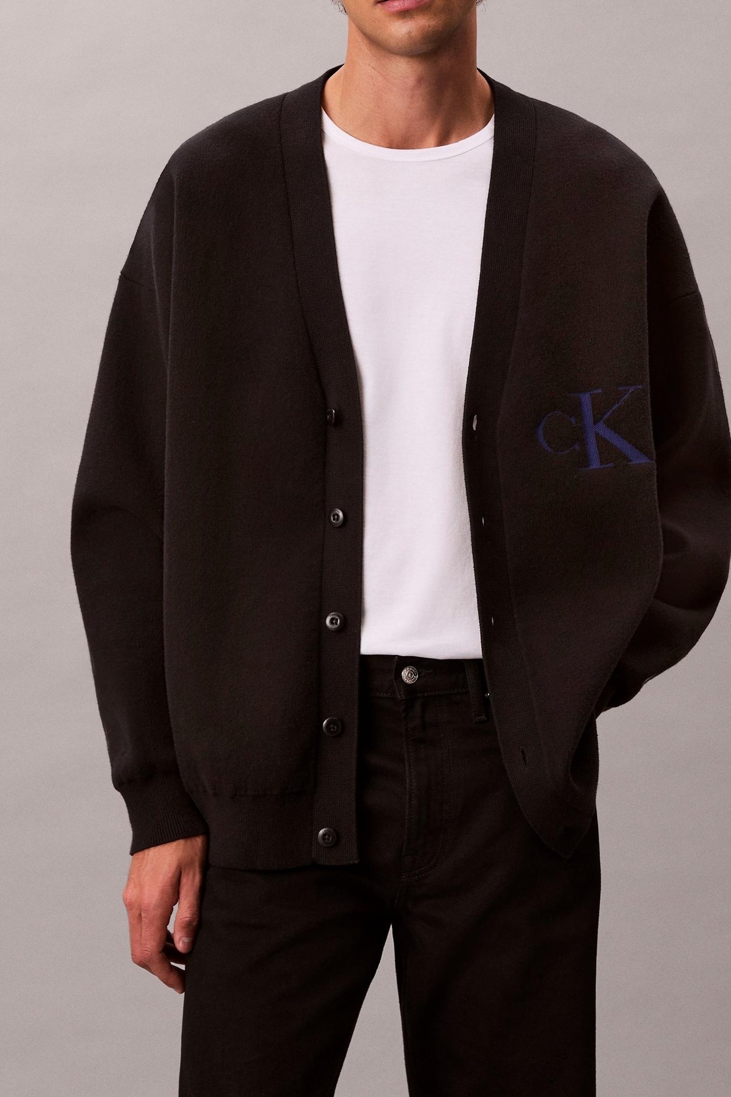 LS COTTON CASHMERE 3D CARDIGAN BLACK 3