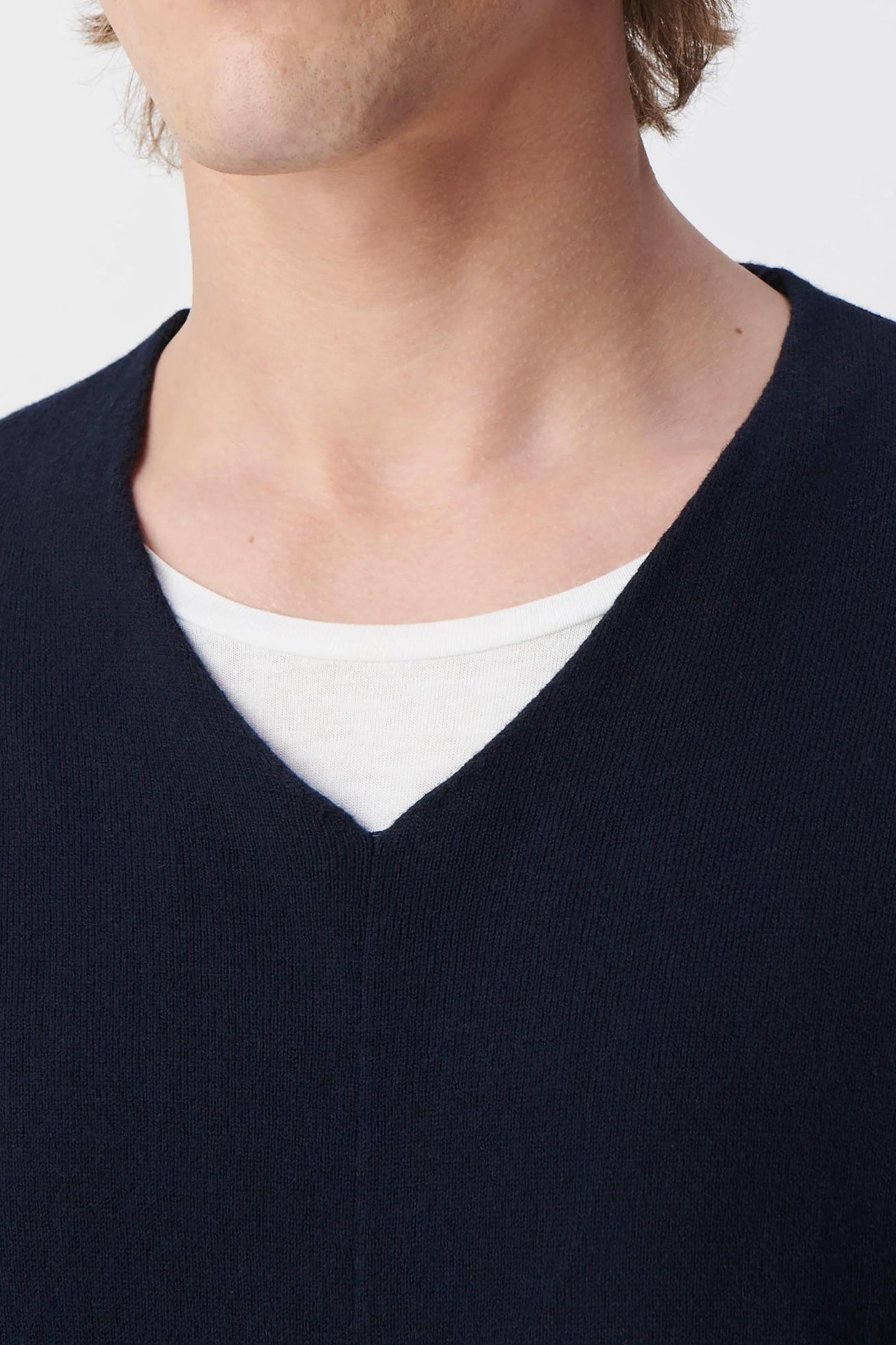 NAVY COTTON CASHMERE KNIT SWEATER 6