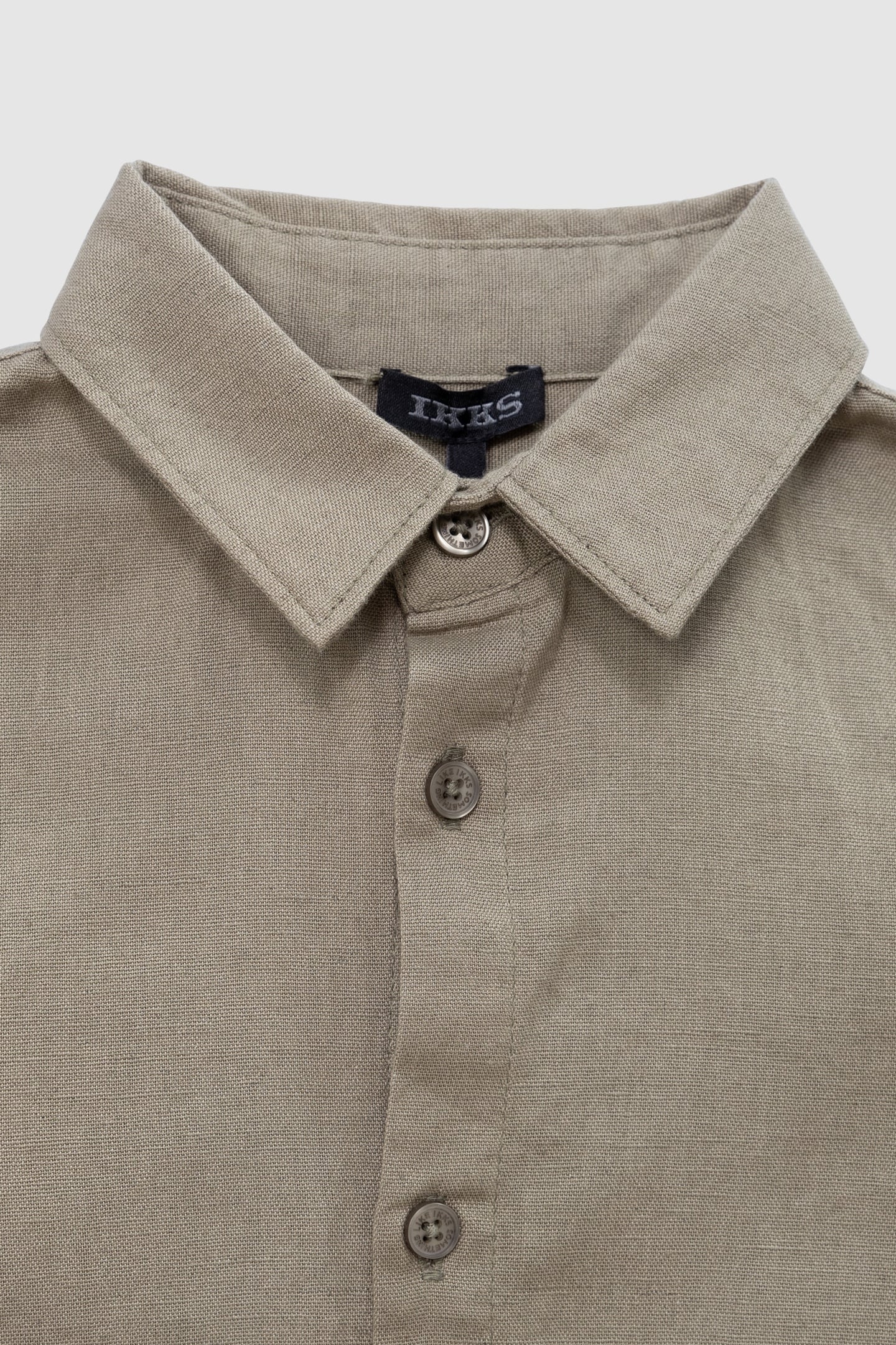 KHAKI COTTON AND LINEN MIX SHIRT 3
