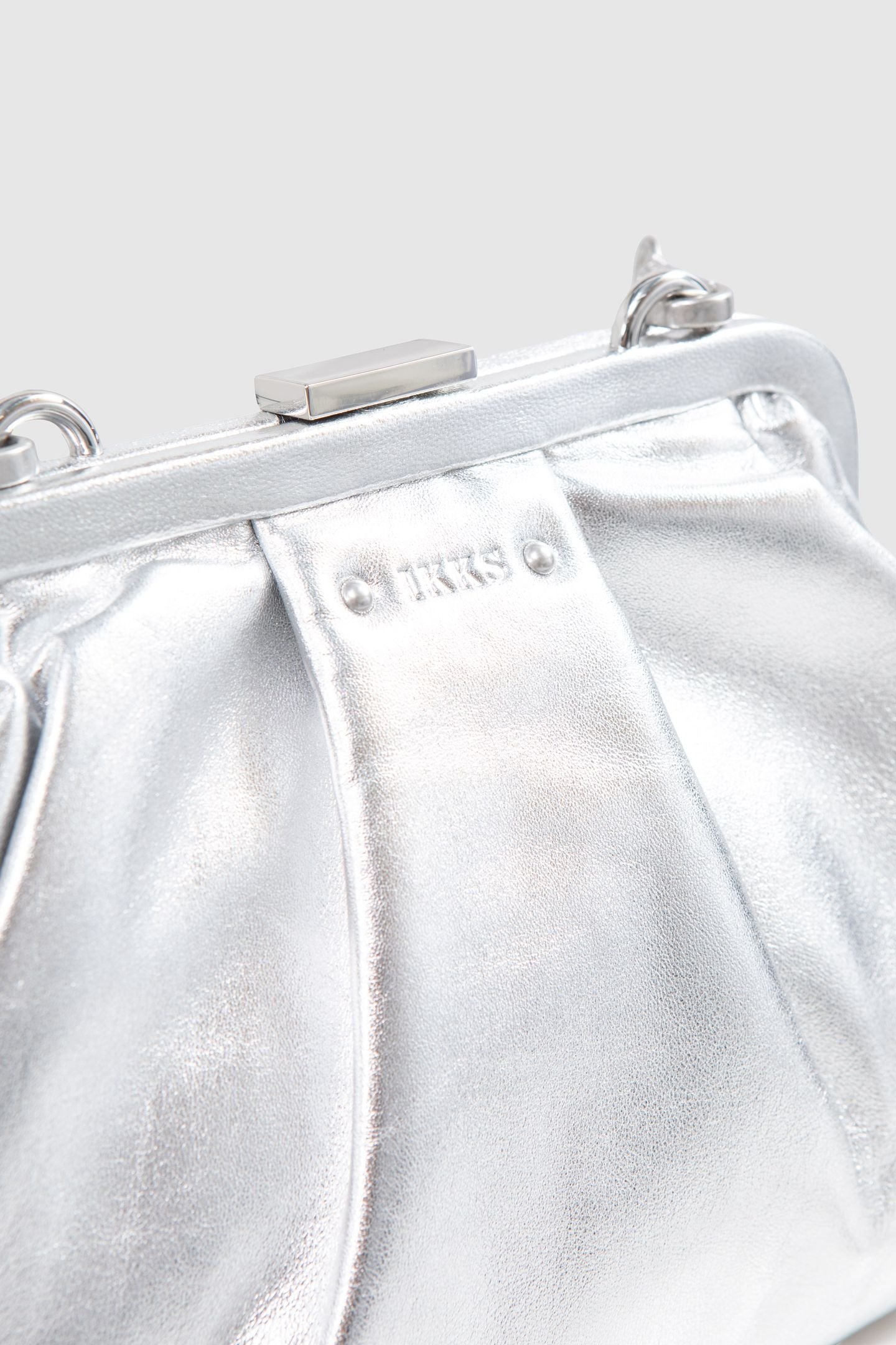 METALLIC SILVER LEATHER POUCH BAG 6