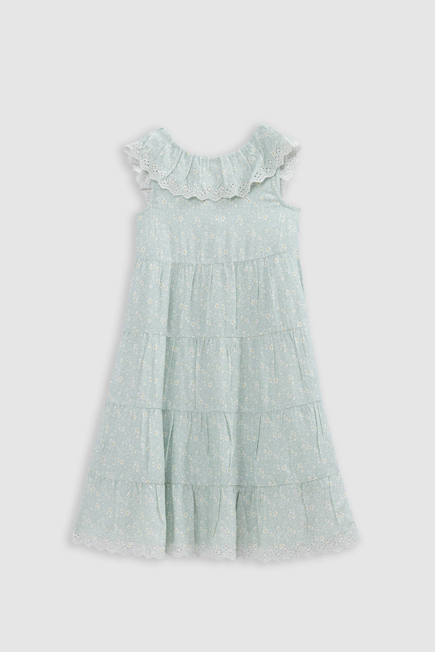 WATER GREEN FLORAL PRINT LONG DRESS 1