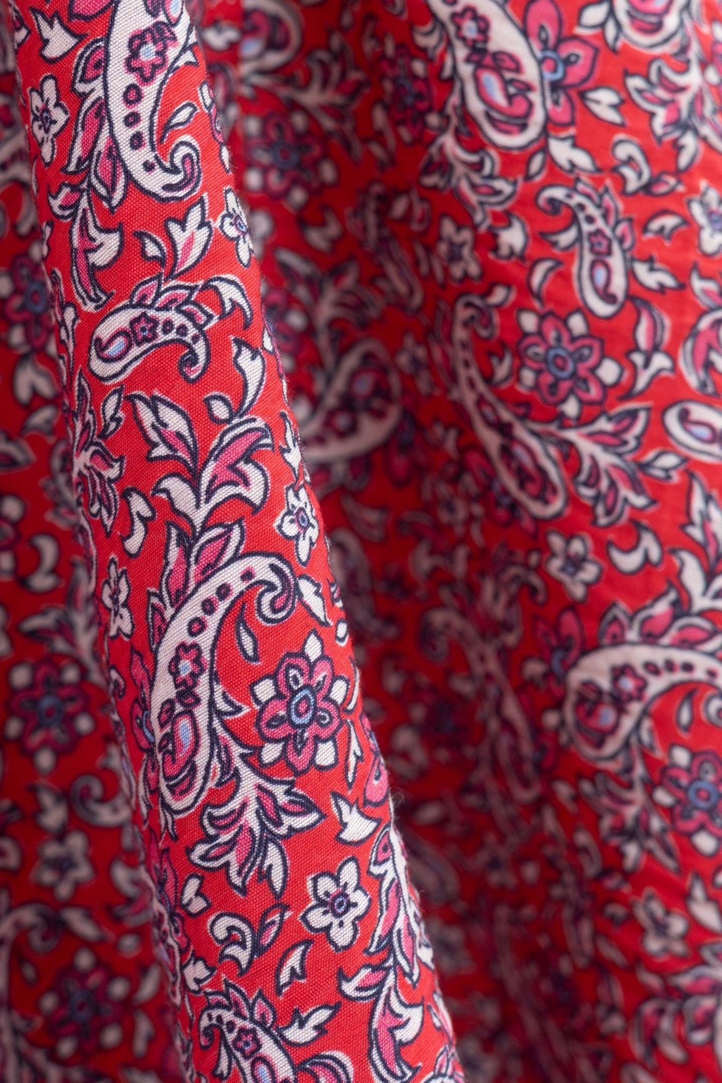 RED PAISLEY PRINT MIDI SKIRT CARMINE RED 7