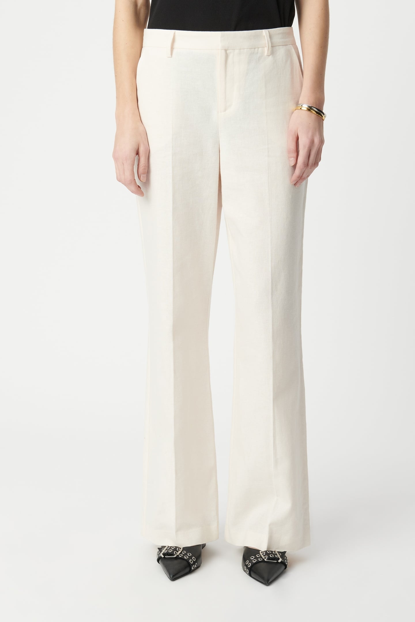 ECRU LINEN AND COTTON SUIT PANTS 2