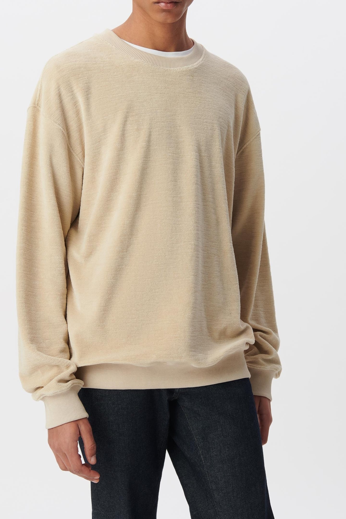 BEIGE ORGANIC COTTON TERRY CLOTH SWEATSHIRT 2