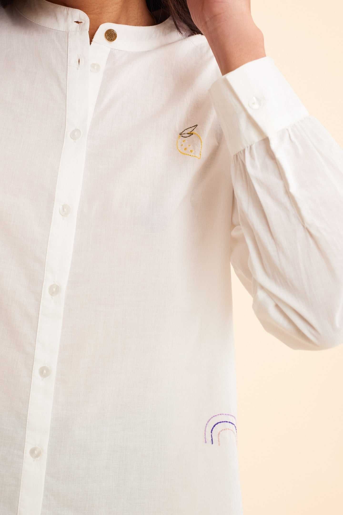 WHITE SHIRT WITH COLORED EMBROIDERY OFF-WHITE 8