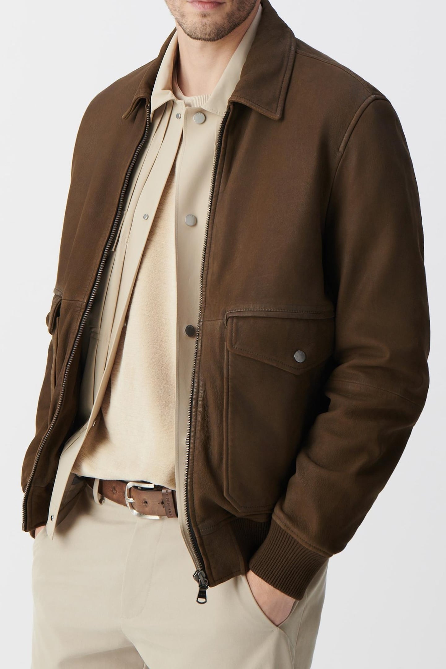 BRONZE LEATHER AVIATOR JACKET 2