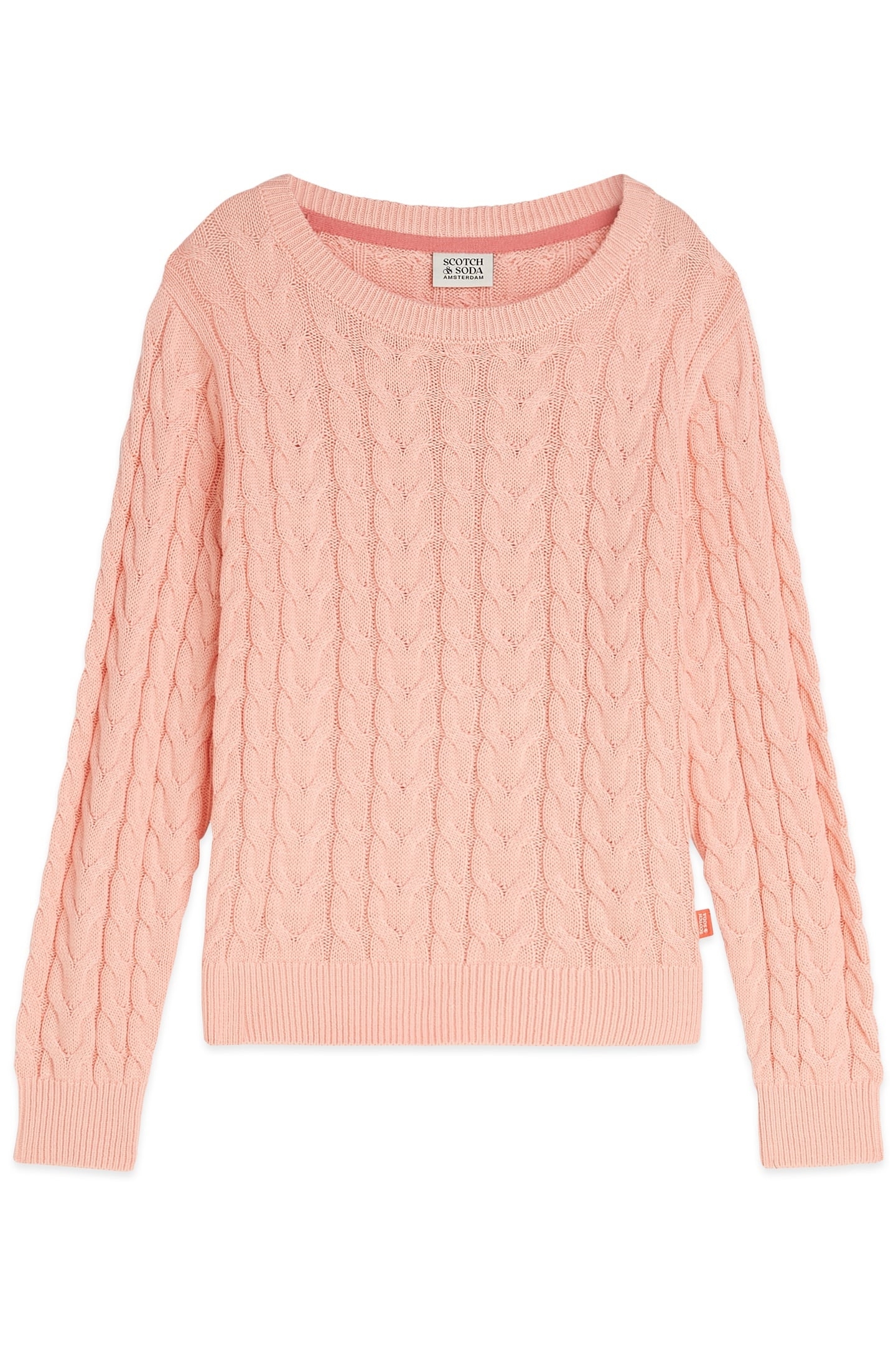 GIRLS CABLE SWEATER KNIT L/S PINK/YELLOW 1