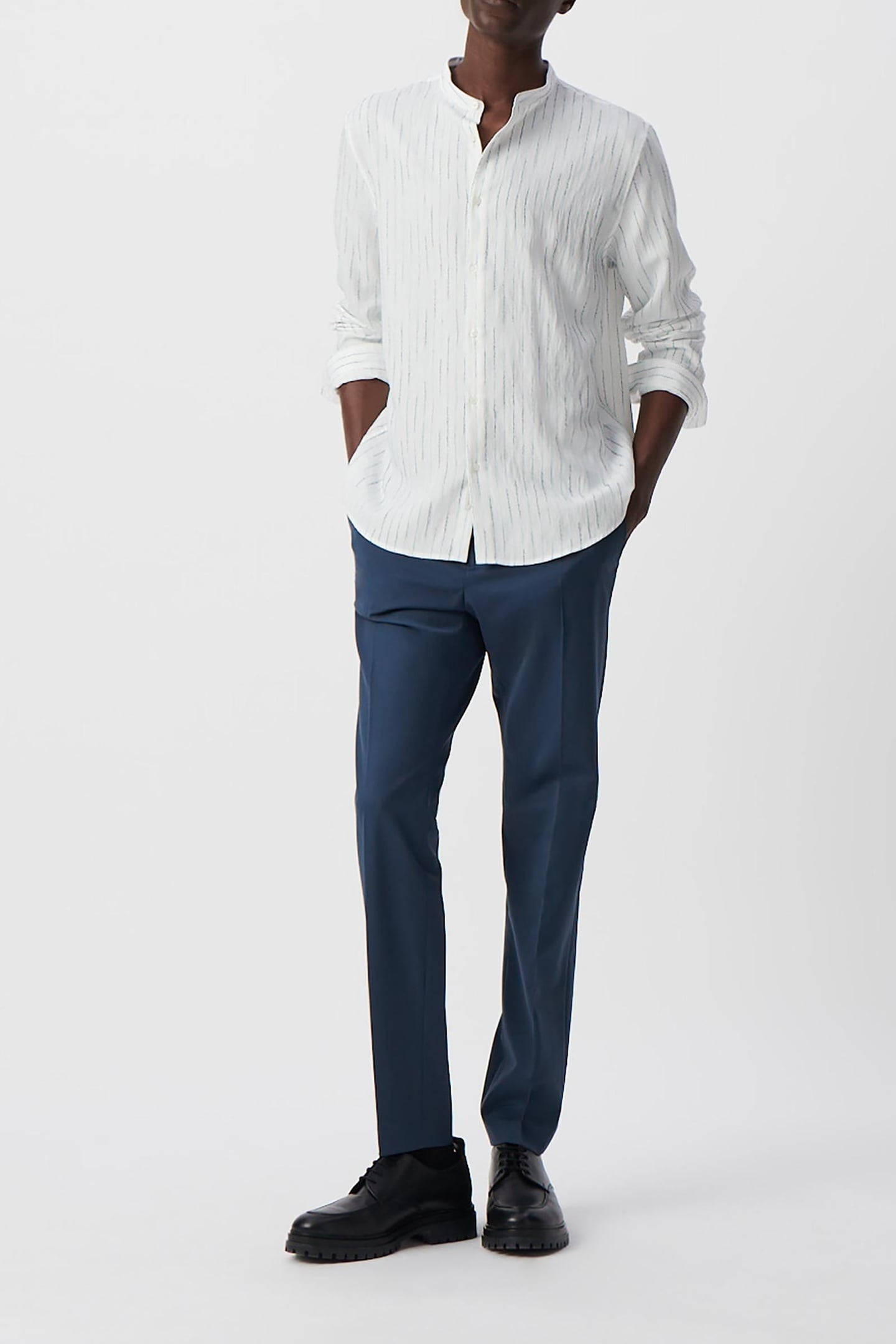 WHITE REGULAR SHIRT WITH EMBROIDERED STORM STRIPES 1