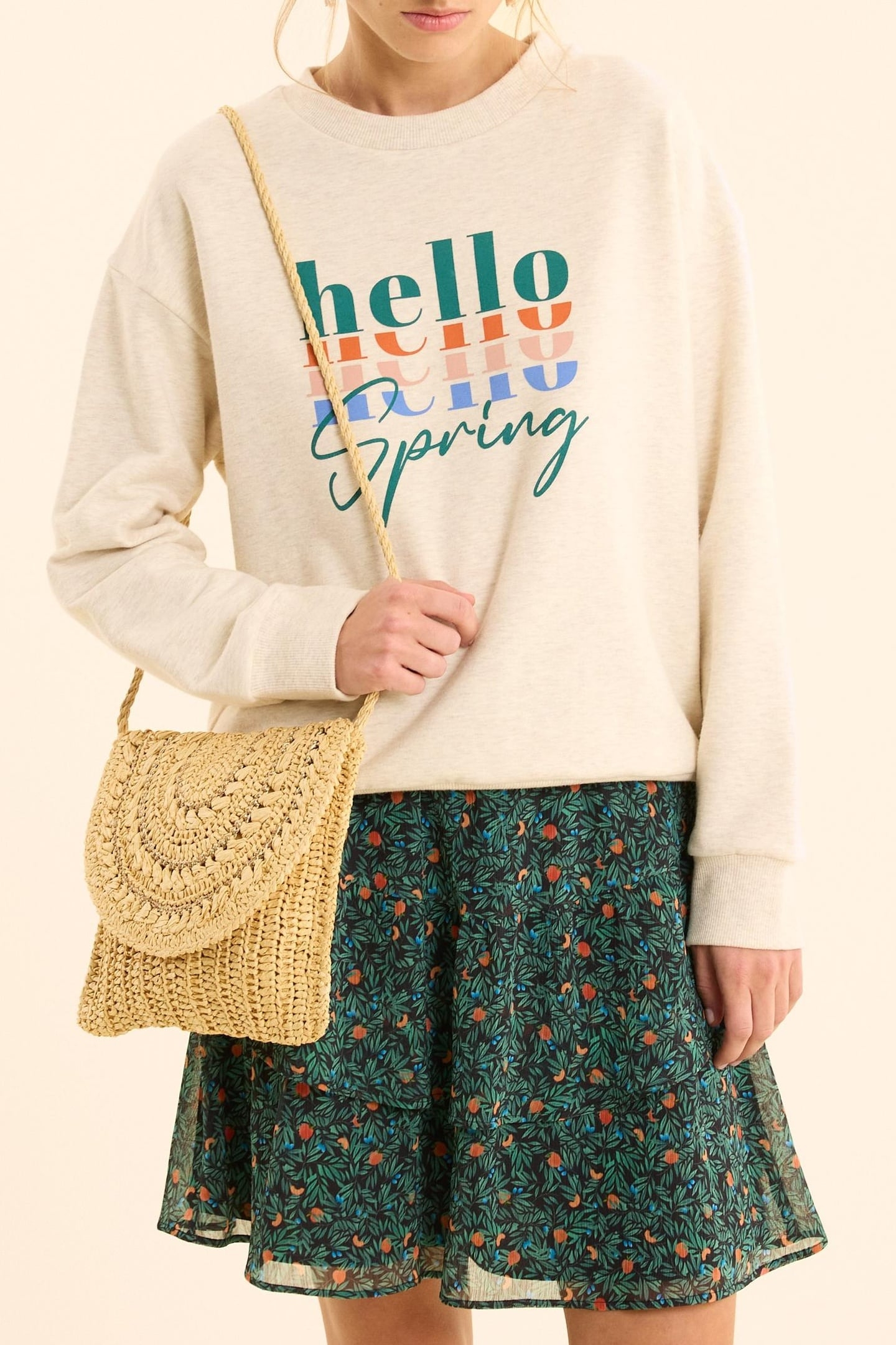 ECRU SWEATSHIRT WITH MULTICOLORED MESSAGE ECRU 1