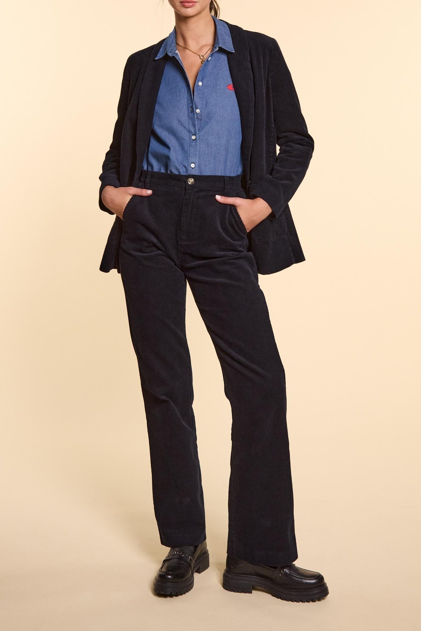 NAVY DROP-FRONT SUIT TROUSERS MARINE 3