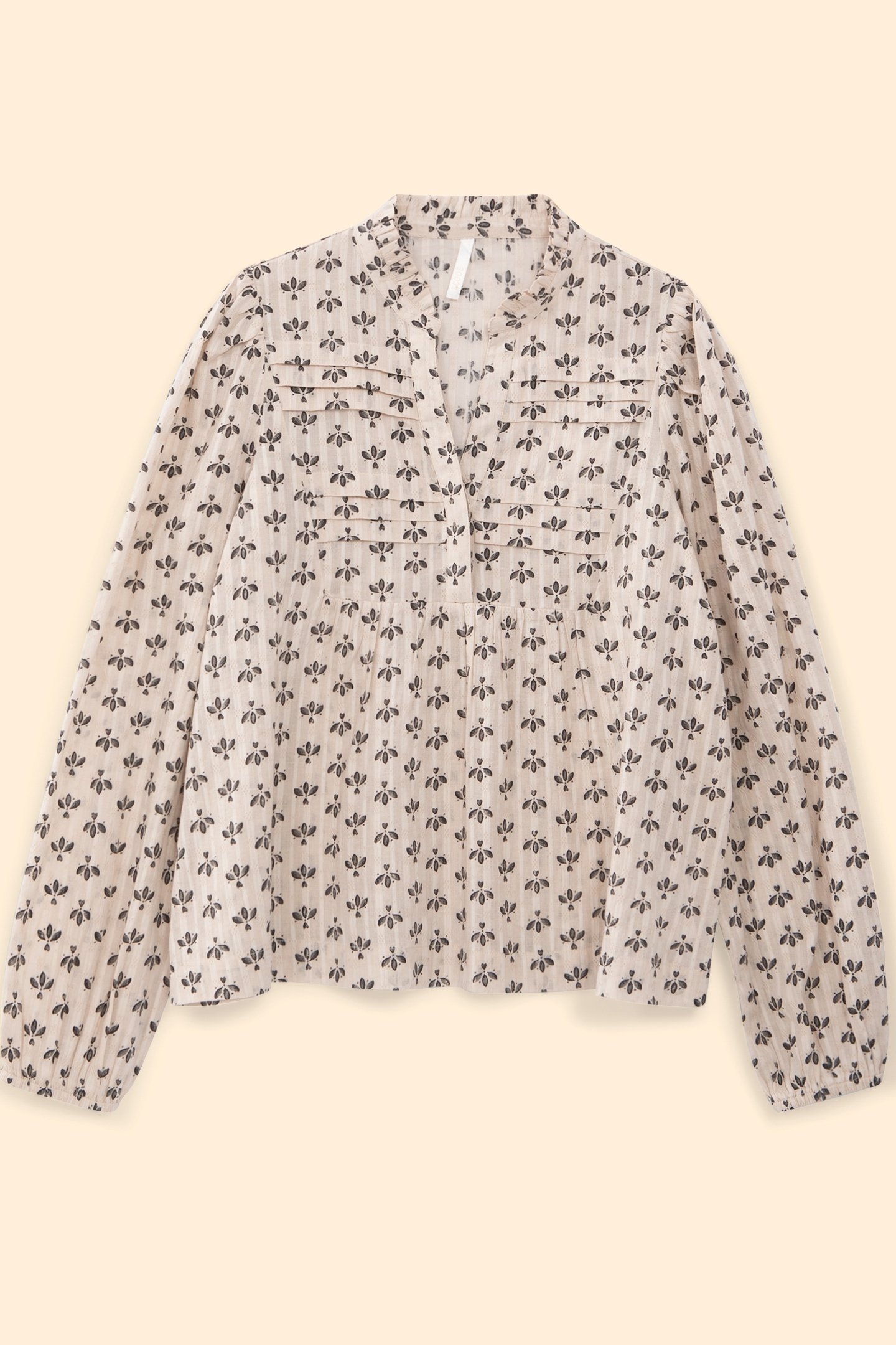 OFF-WHITE BLOUSE WITH BLACK PETAL PRINT OFF-WHITE 4