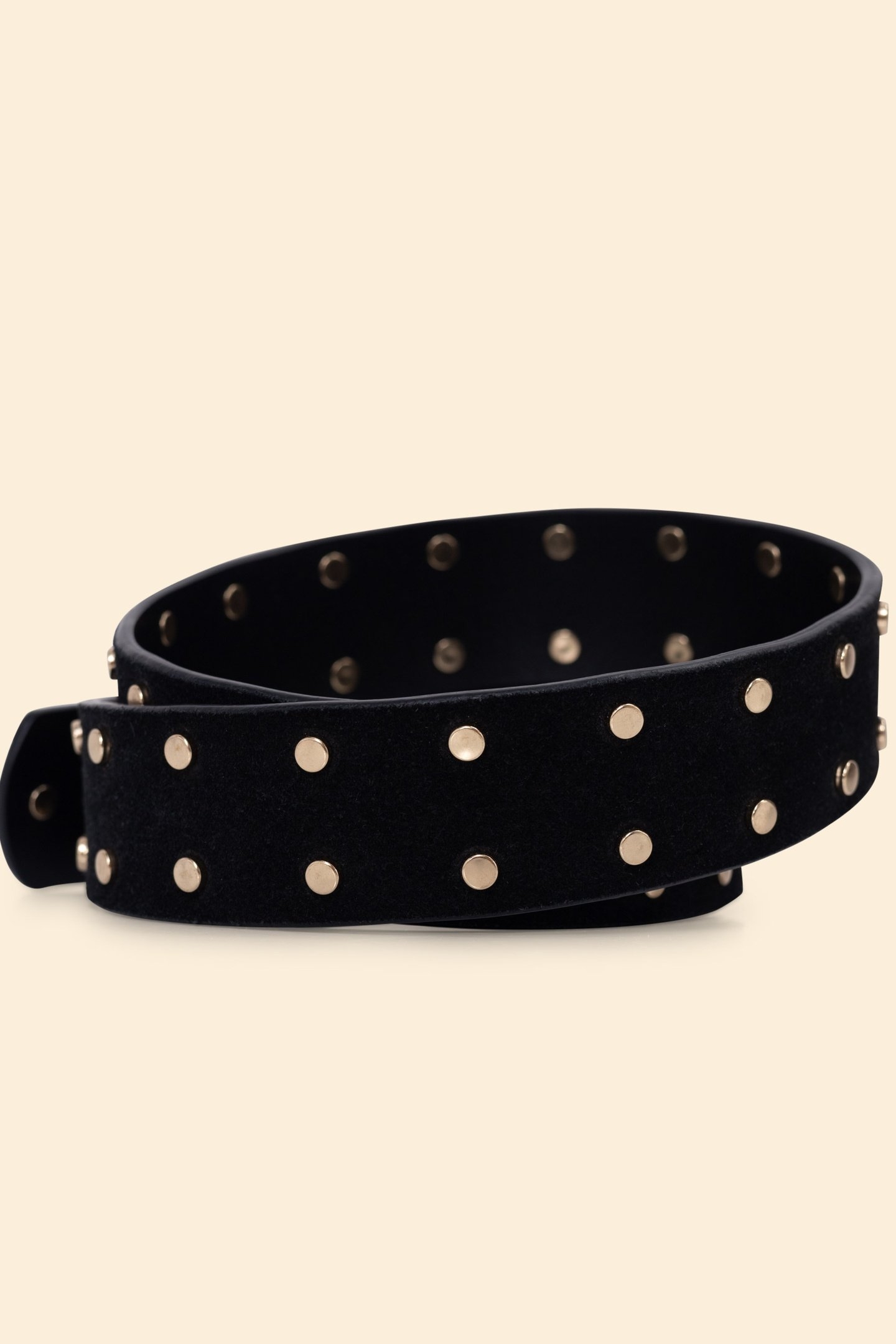 BLACK LEATHER BELT WITH GOLD STUD DECORATION BLACK 2