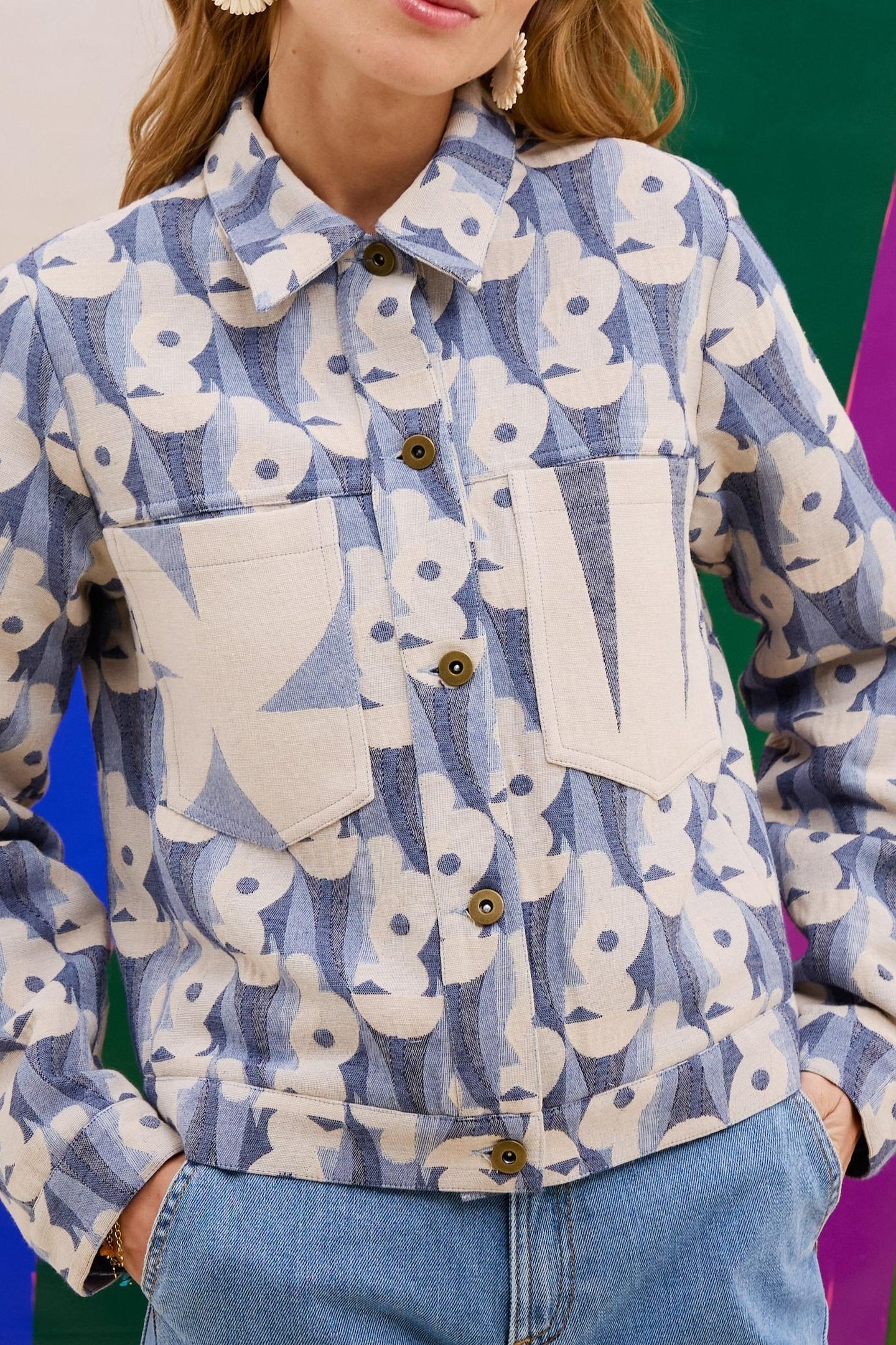 BLUE FLOWER JACQUARD JACKET SKY BLUE 6