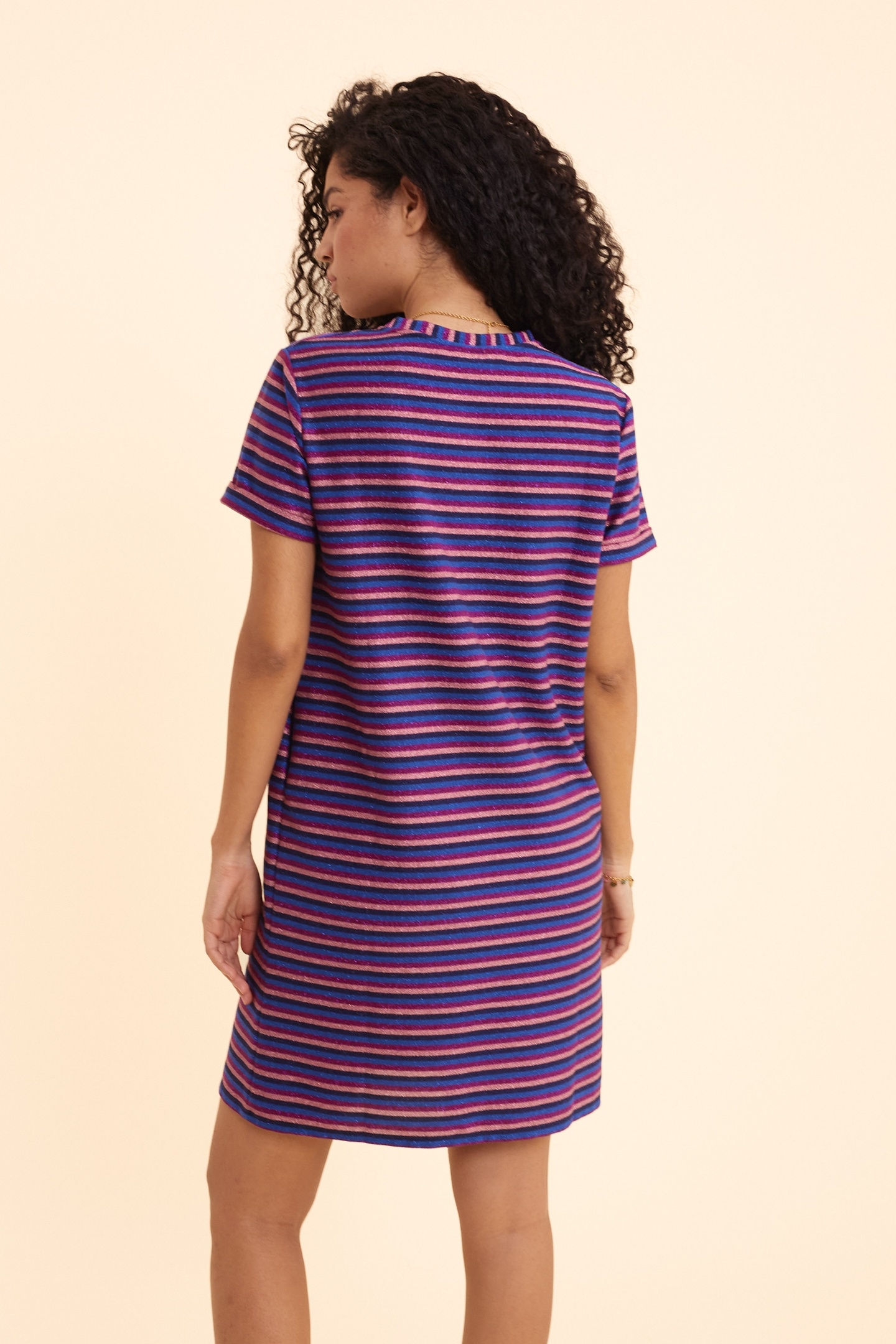 PURPLE STRIPED LUREX MULTICO DRESS VIOLINE 5