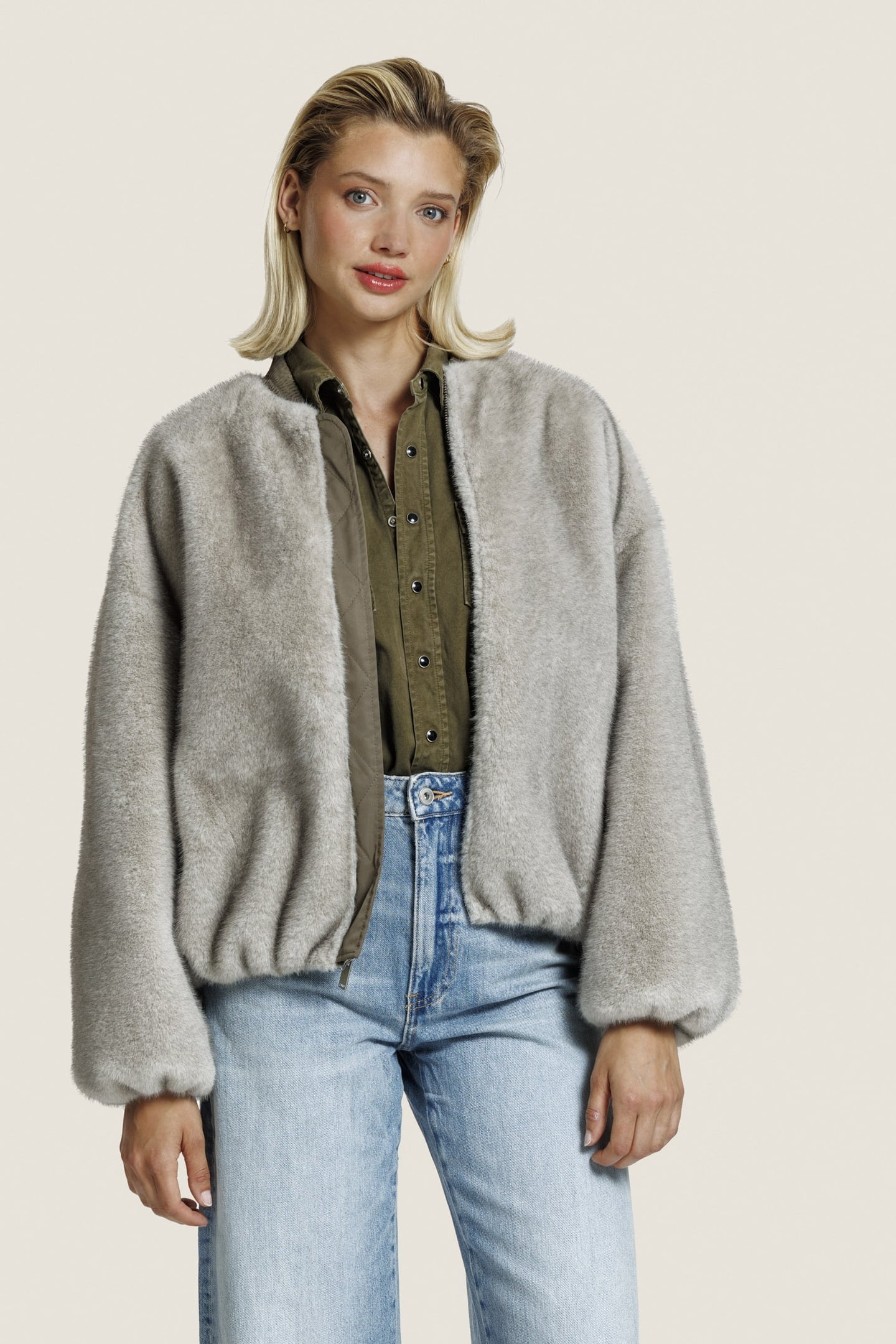 PEARL FUR JACKET CLAY 2